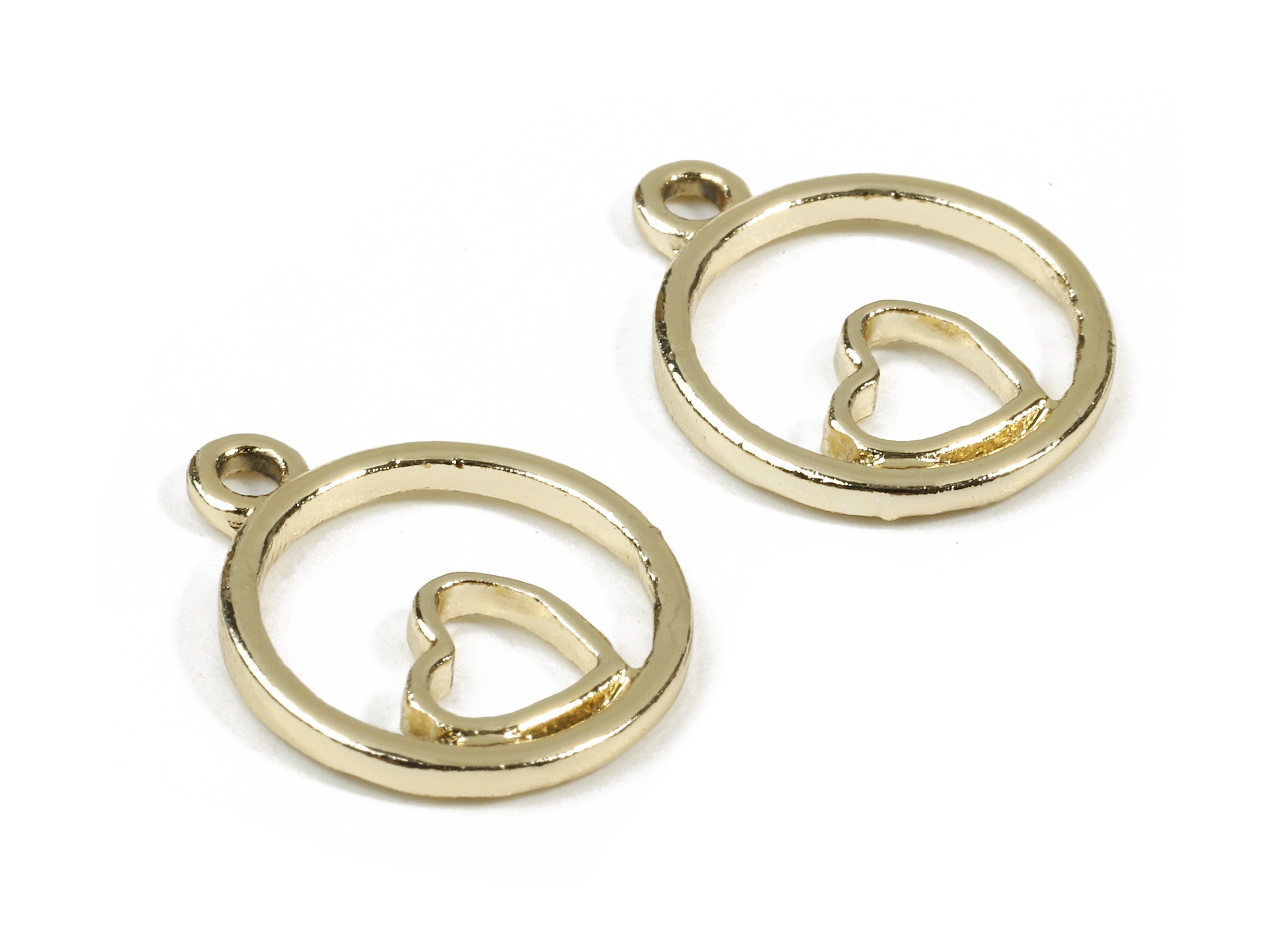 Alloy Heart Charms - Zinc Alloy Heart Earrings and Pendant - Gold Tone Plated - Earrings Finding - 17.87x14.57x1.91mm - ZZ1526 - DOMEDBAZAAR
