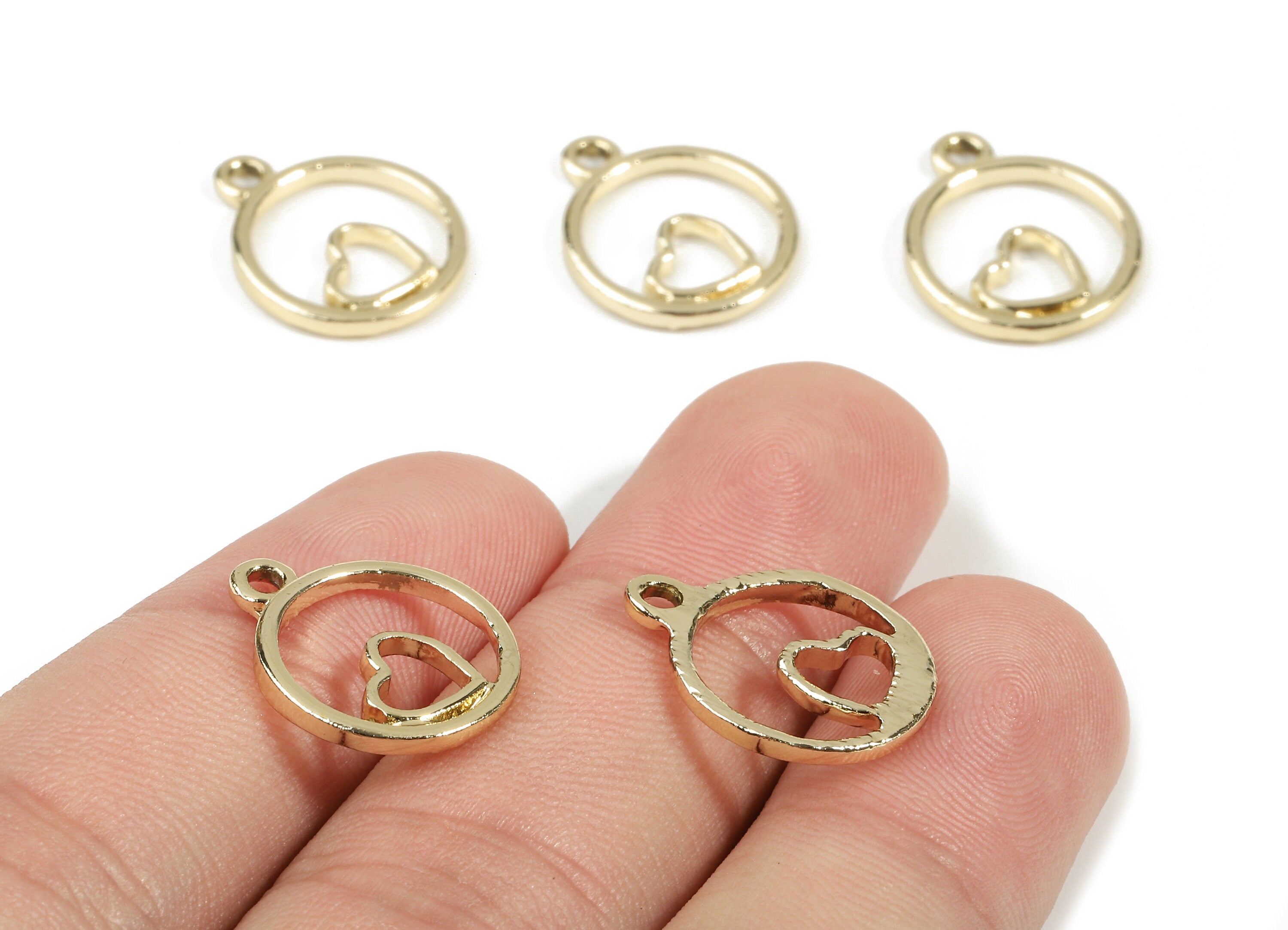 Alloy Heart Charms - Zinc Alloy Heart Earrings and Pendant - Gold Tone Plated - Earrings Finding - 17.87x14.57x1.91mm - ZZ1526 - DOMEDBAZAAR