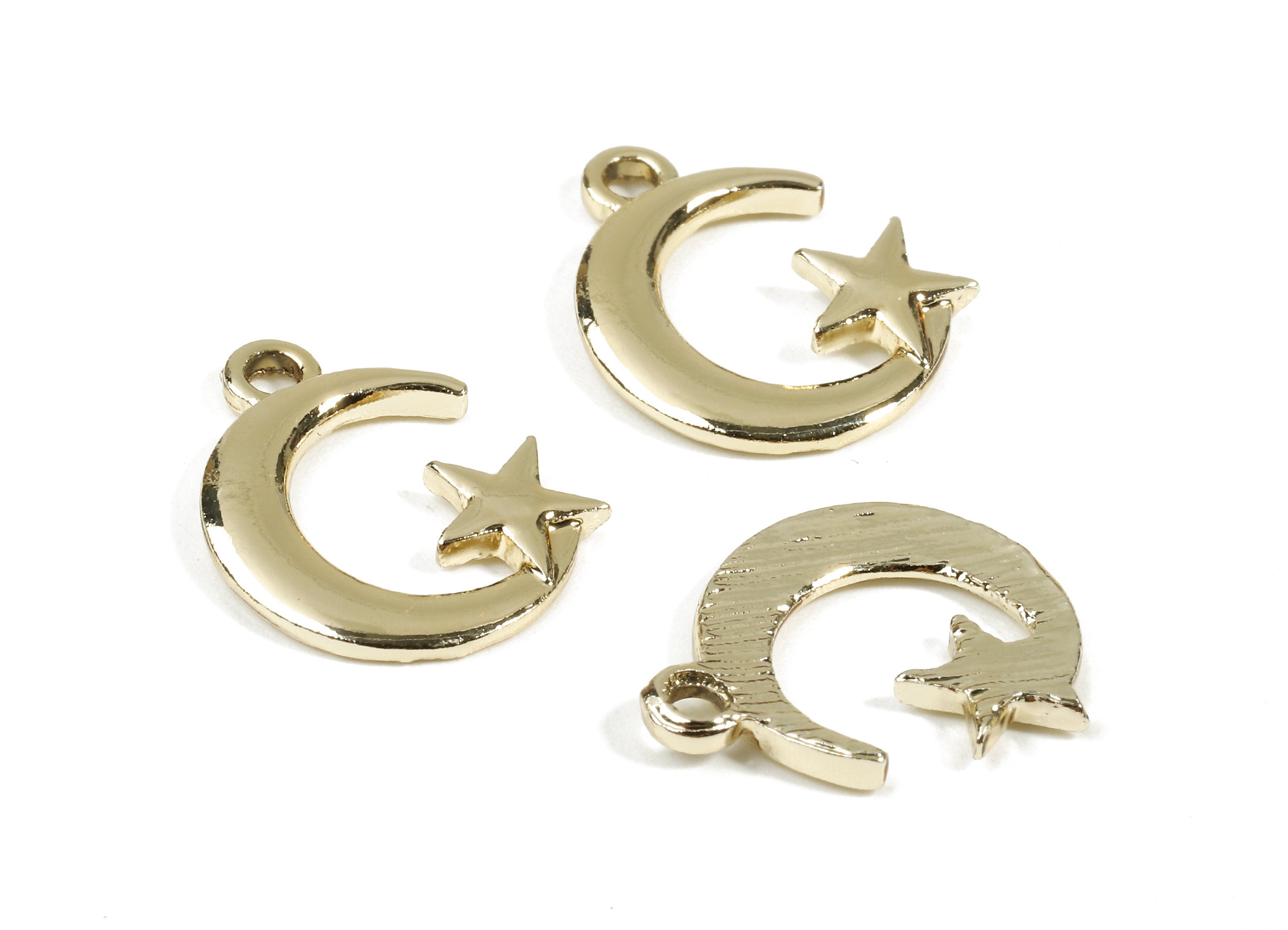 Alloy The Star and Crescent Charms - Zinc Alloy The Star and Crescent Earrings and Pendant - Gold Tone Plated - 17.58x13.83x1.73mm - ZZ1534 - DOMEDBAZAAR