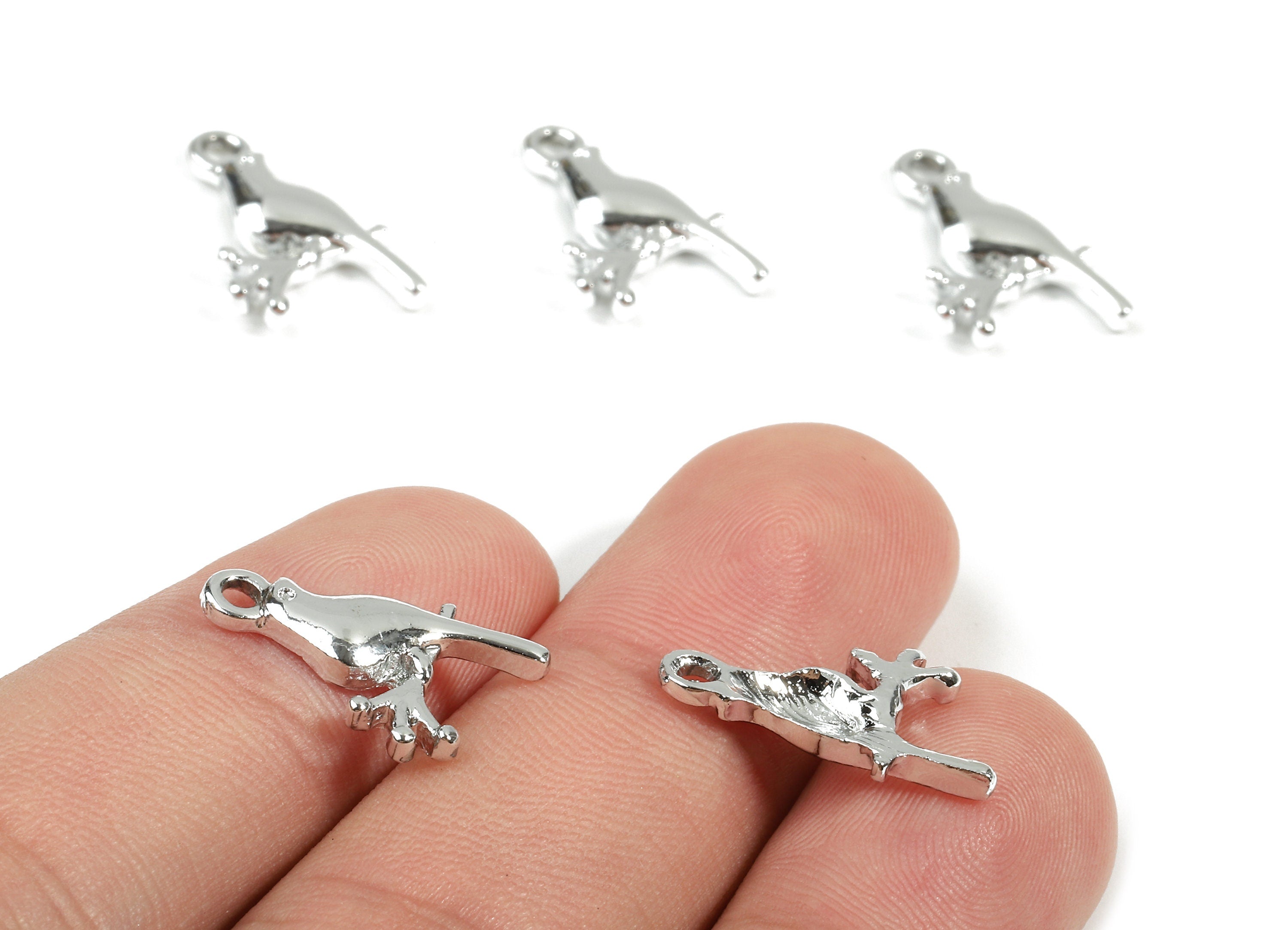 Alloy Bird Charms - Zinc Alloy Bird Earrings and Pendant - Silver Tone Plated - Earrings Finding - 18.31x11.46x2.48mm - ZZ1489 - DOMEDBAZAAR