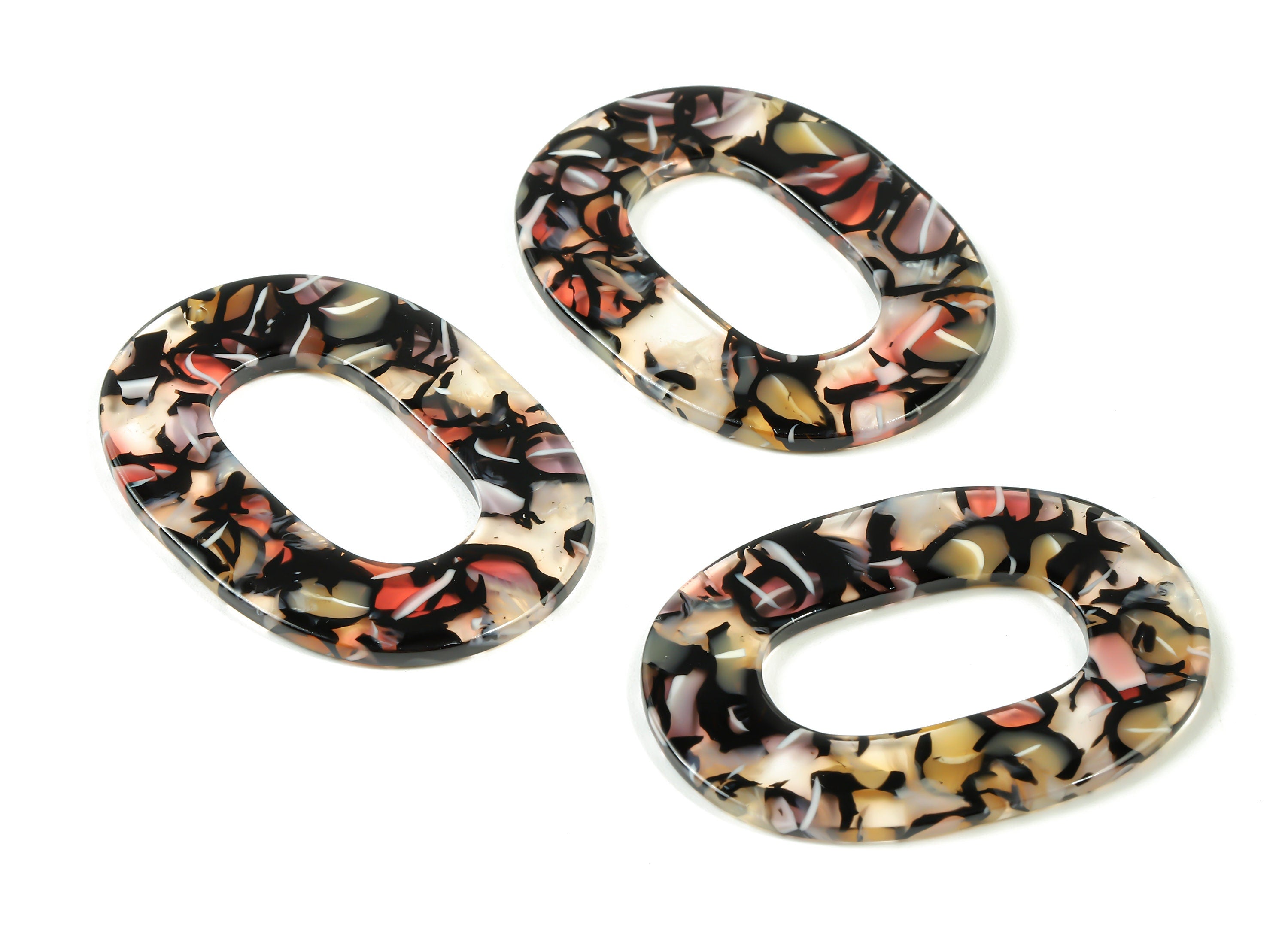 Acetate Oval Charms - Oval Earrings and Pendant - Earring Findings - Jewelry Supplies - Color Code: A343 - 46.78x34.26x2.54mm - AC1065-A343 - DOMEDBAZAAR