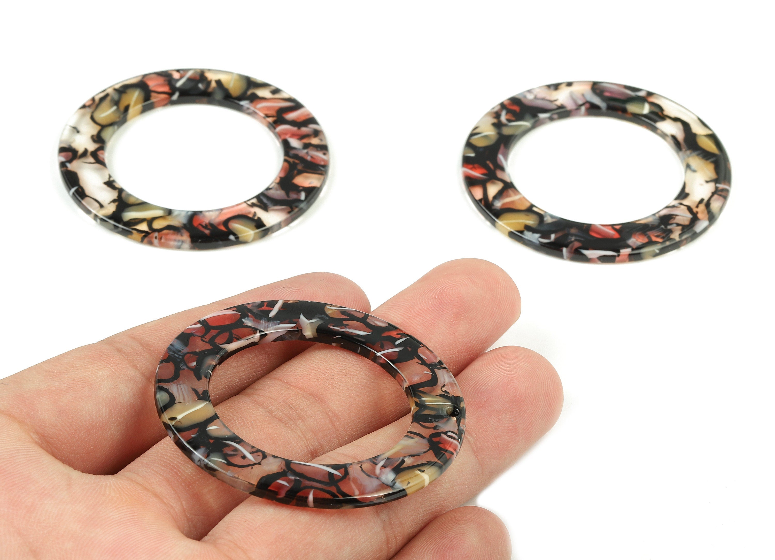 Acetate Circle Charms - Hoop Earrings & Pendant - Acetate Earrings for Big Circle - Color Code: A343- 47.86x47.86x2.67mm - AC1245-A343 - DOMEDBAZAAR