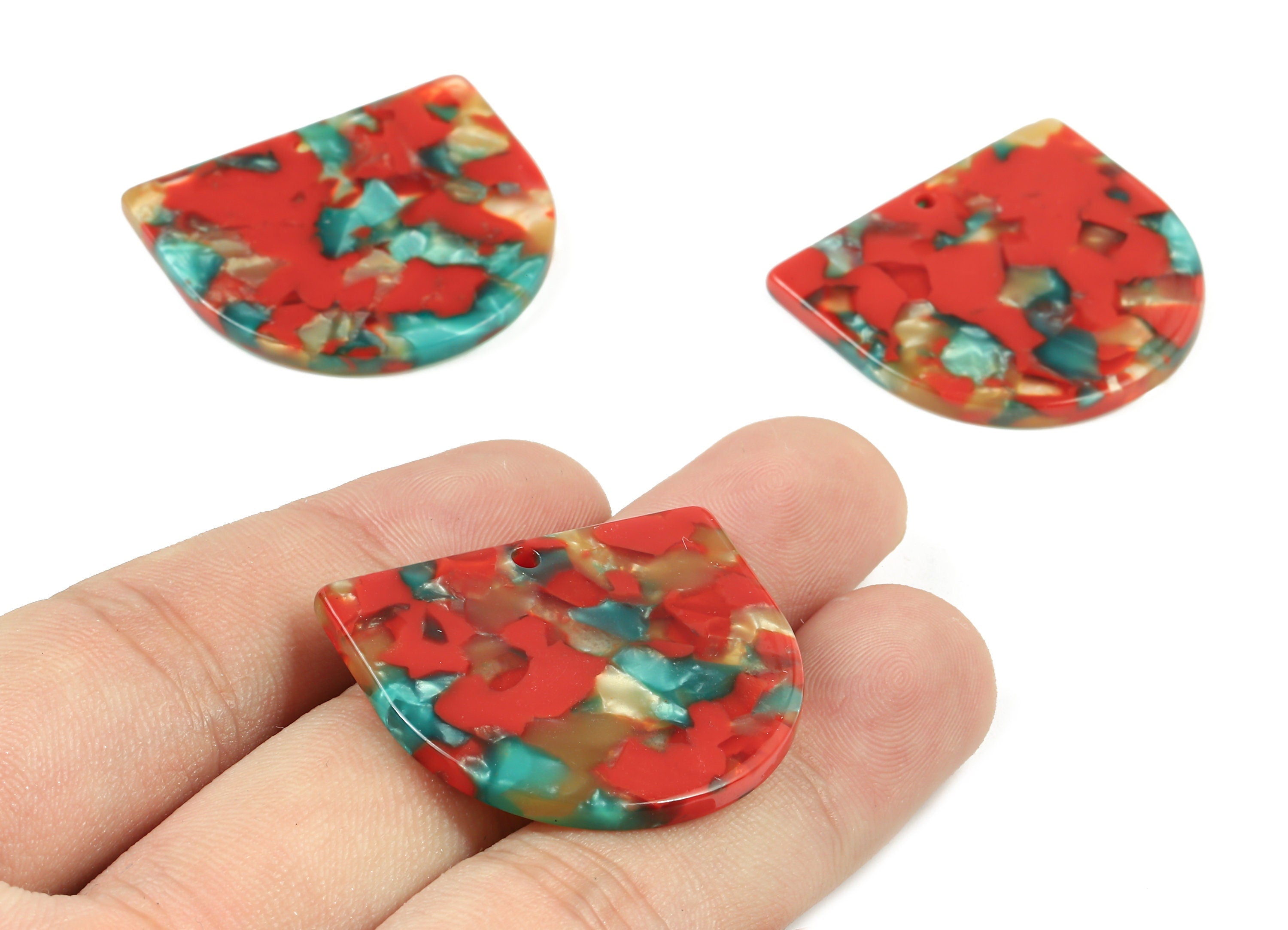 Acetate D Charms - D Earrings and Pendant - 1 Hole - Earring Findings - Jewelry Supplies - Color Code: A46 - 33.53x29.4x2.76mm - AC1094-A46 - DOMEDBAZAAR