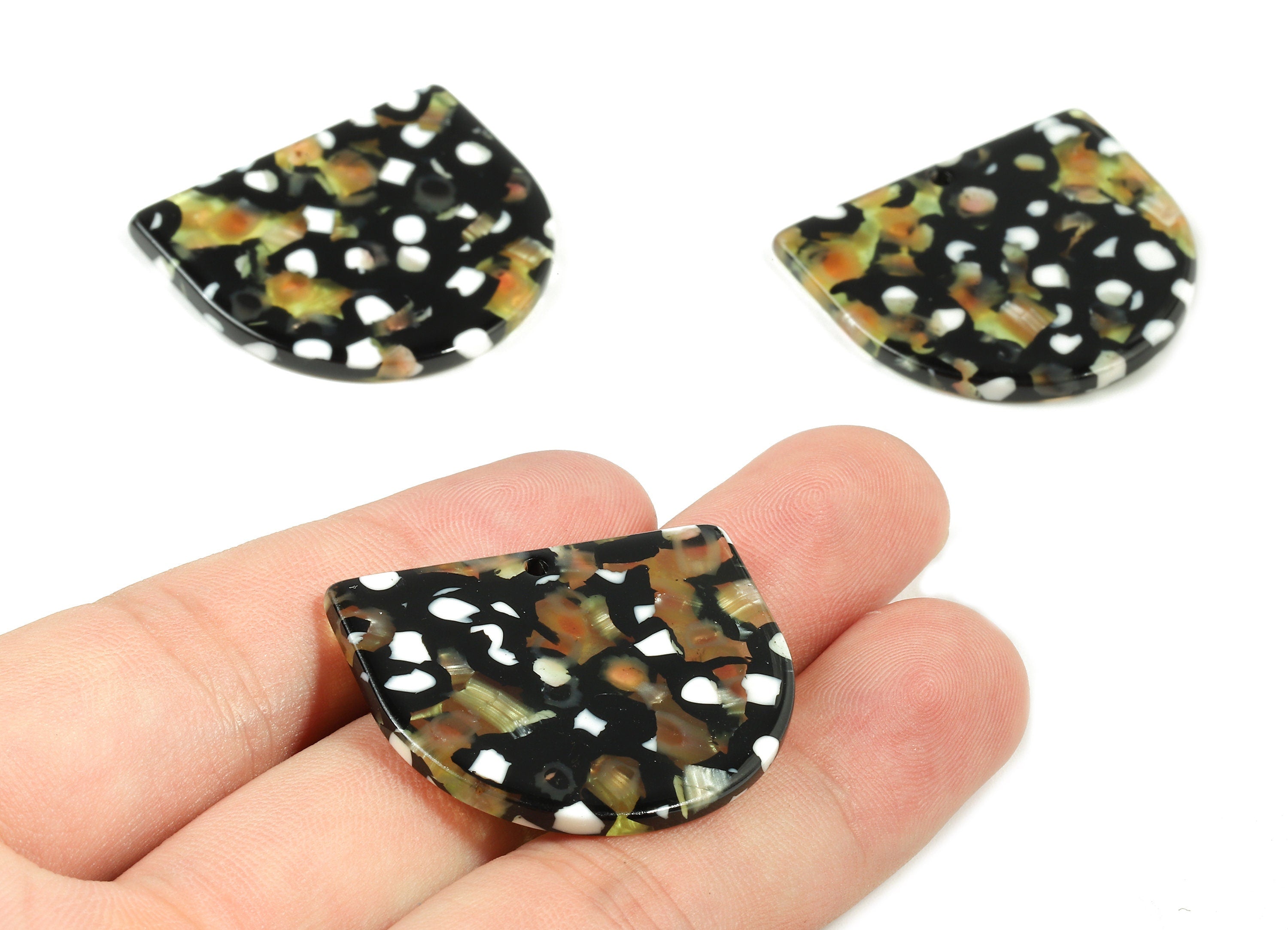 Acetate D Charms - D Earrings and Pendant - 1 Hole - Earring Findings - Jewelry Supplies - Color Code:A193 - 29.19x33.36x2.6mm - AC1094-A193 - DOMEDBAZAAR