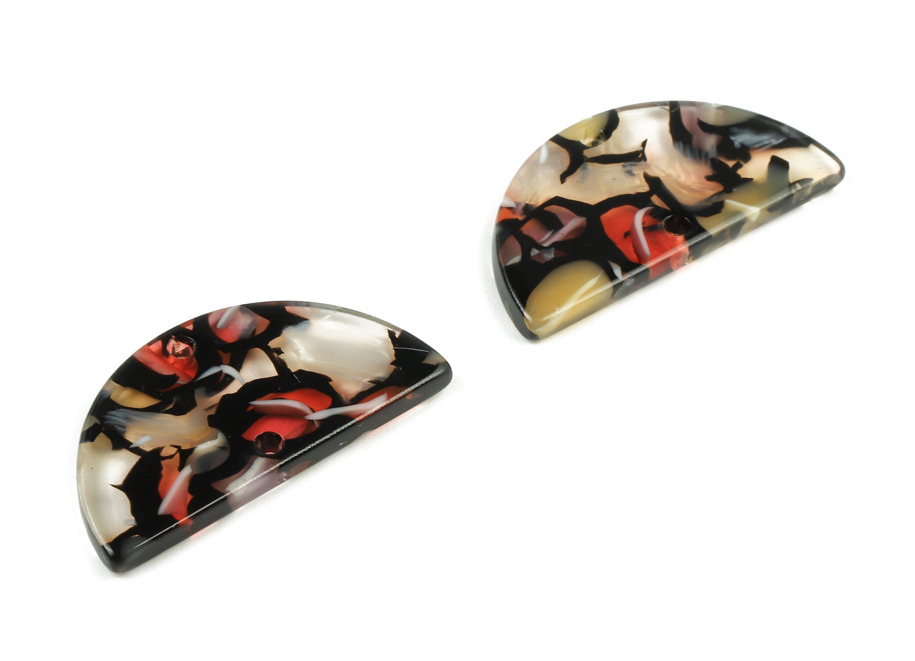 Acetate Semicircle Connectors - Half Moon Earrings - Acetate Pendant - 2 Holes - Color Code:A343 - 29.54x14.96x2.64mm - AC1061-A343 - DOMEDBAZAAR