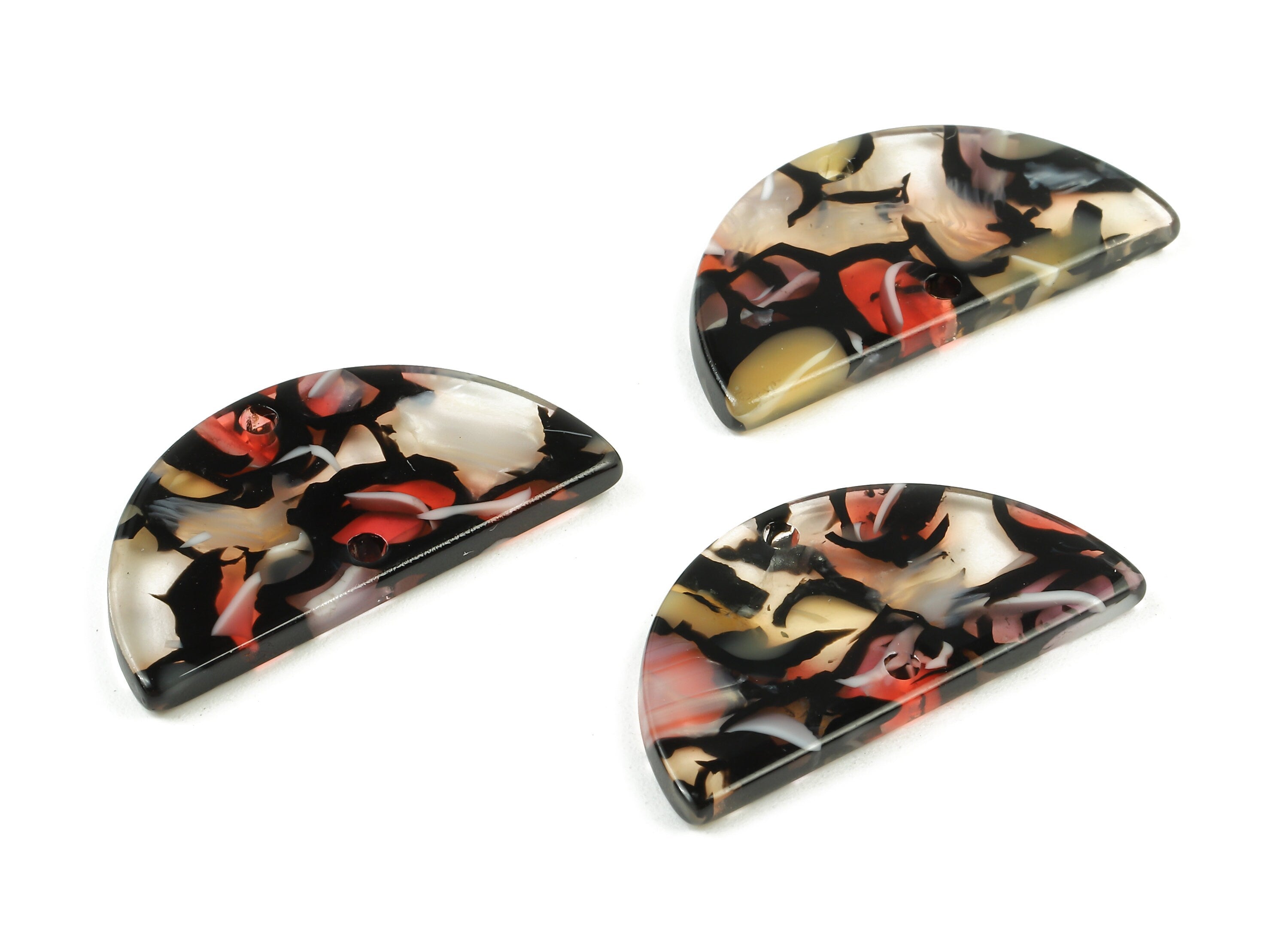 Acetate Semicircle Connectors - Half Moon Earrings - Acetate Pendant - 2 Holes - Color Code:A343 - 29.54x14.96x2.64mm - AC1061-A343 - DOMEDBAZAAR