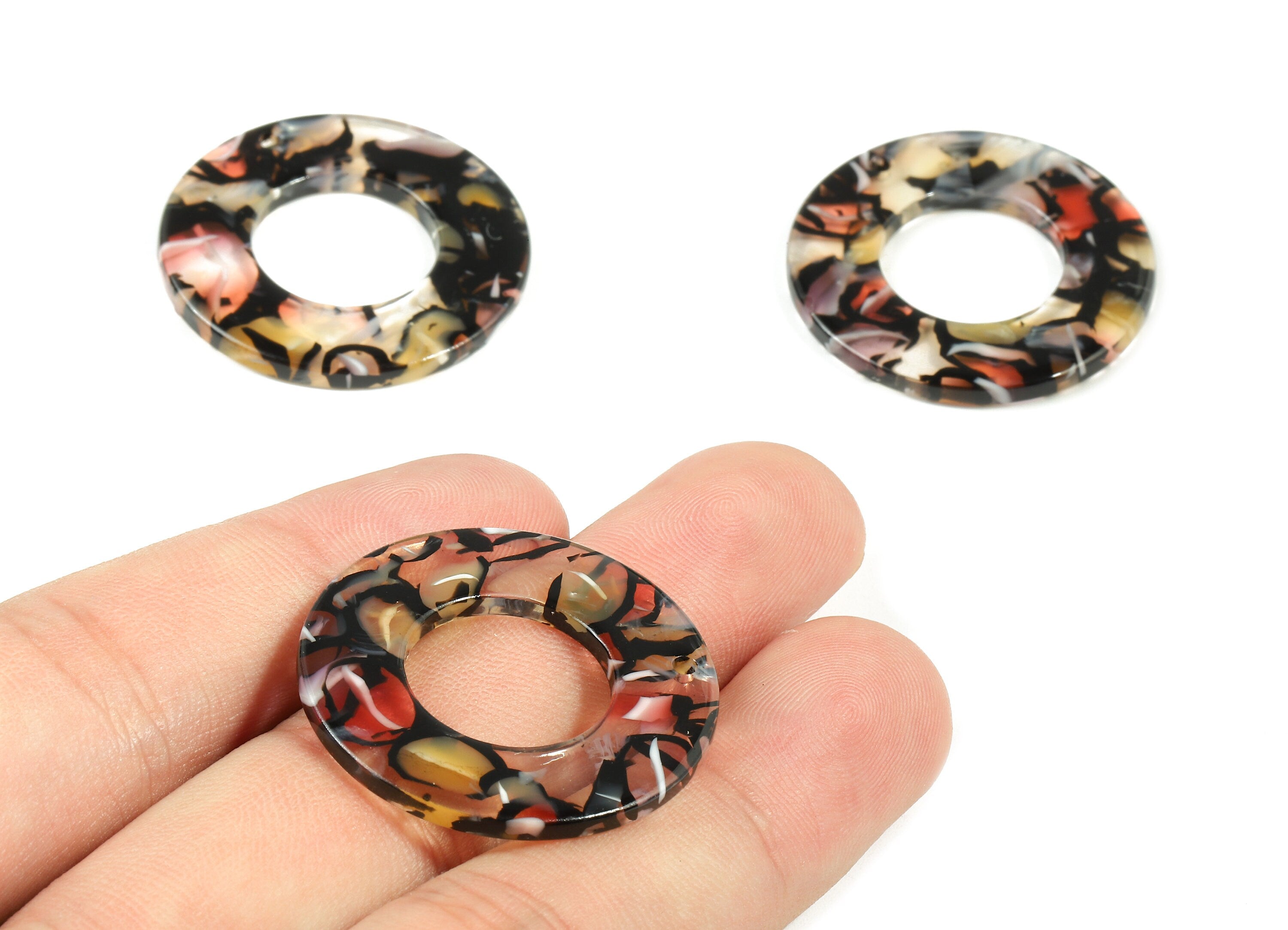 Acetate Circle Charms - Circle Earrings & Pendant - Earring Findings - Color Code: A343 - 30.62x30.62x2.61mm - AC1755-A343 - DOMEDBAZAAR