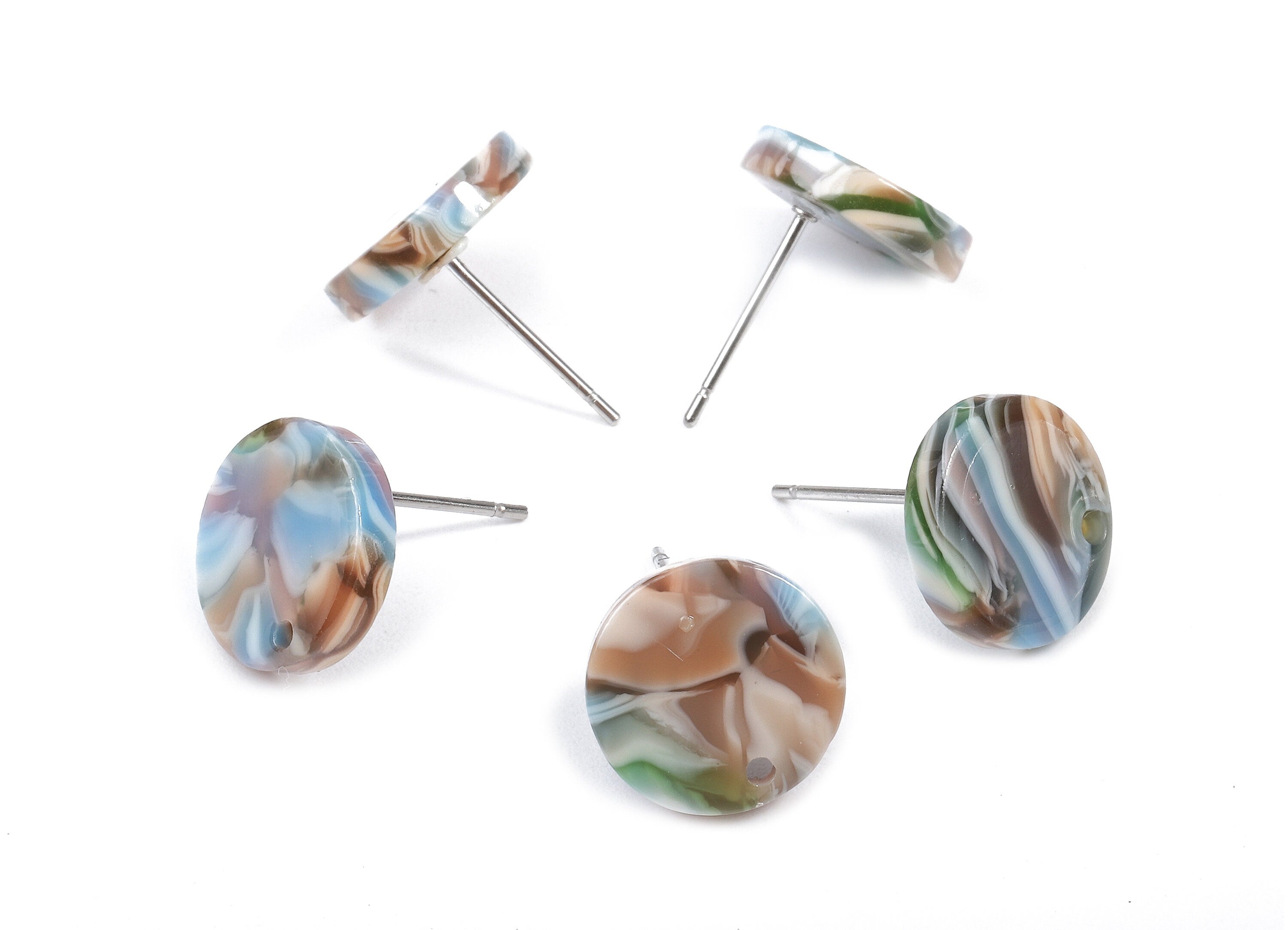Acetate Round Earring Stud - Round Earring Post and Stud - Earring Findings - Color Code: A240 - 11.6x11.6x2.95mm - AC1139-A240 - DOMEDBAZAAR