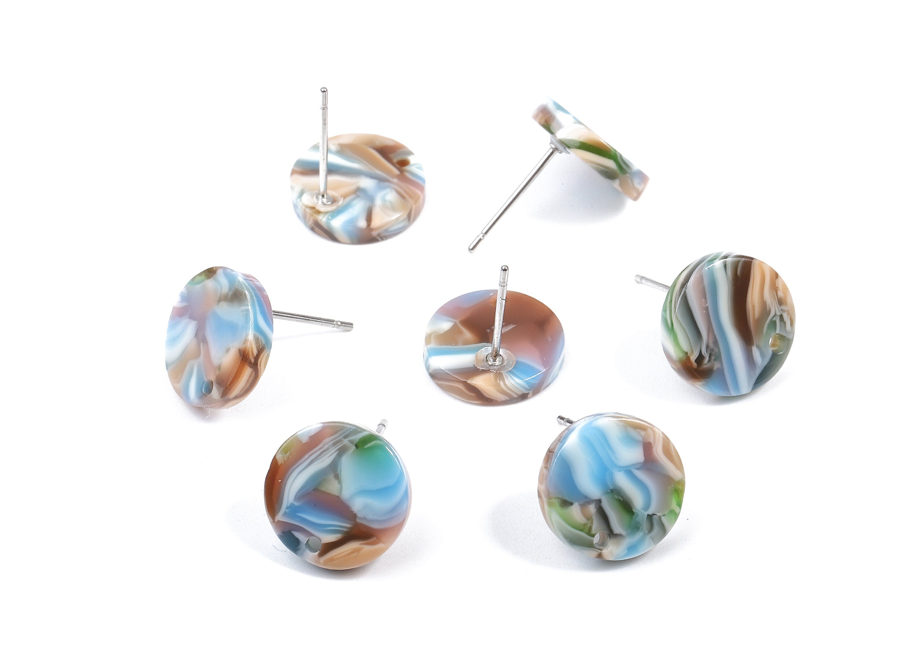 Acetate Round Earring Stud - Round Earring Post and Stud - Earring Findings - Color Code: A240 - 11.6x11.6x2.95mm - AC1139-A240 - DOMEDBAZAAR