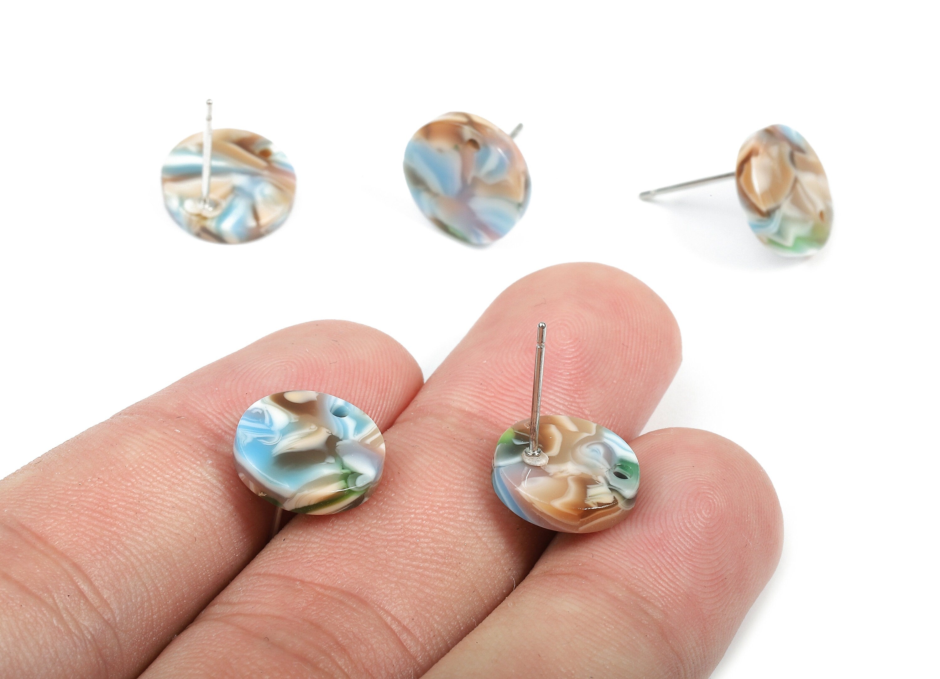 Acetate Round Earring Stud - Round Earring Post and Stud - Earring Findings - Color Code: A240 - 11.6x11.6x2.95mm - AC1139-A240 - DOMEDBAZAAR