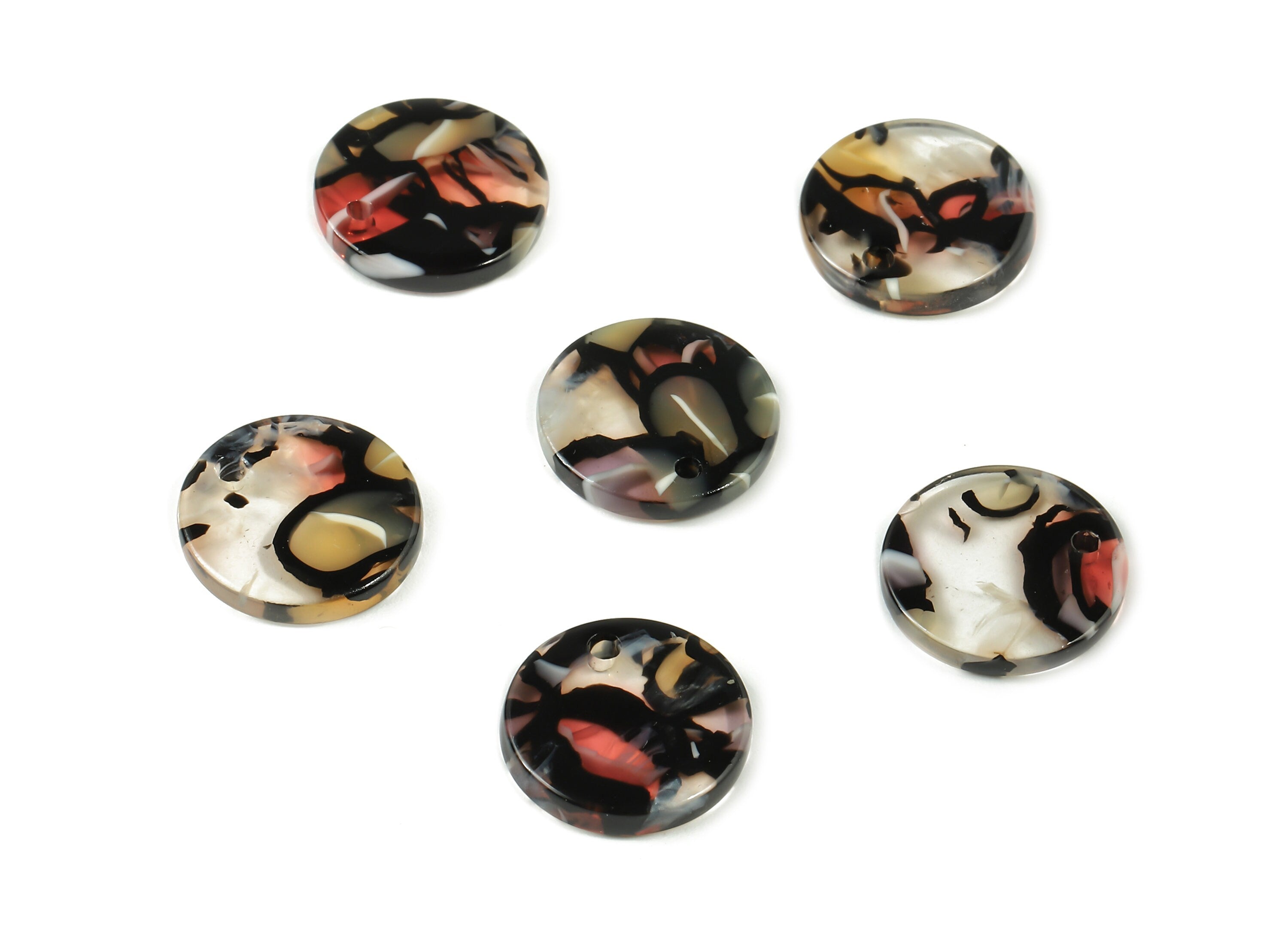 Acetate Round Charms - Round Earrings and Pendant - Earring Findings - Jewelry Supplies - Color Code:A343 - 14.73x14.73x2.48mm - AC1064-A343 - DOMEDBAZAAR