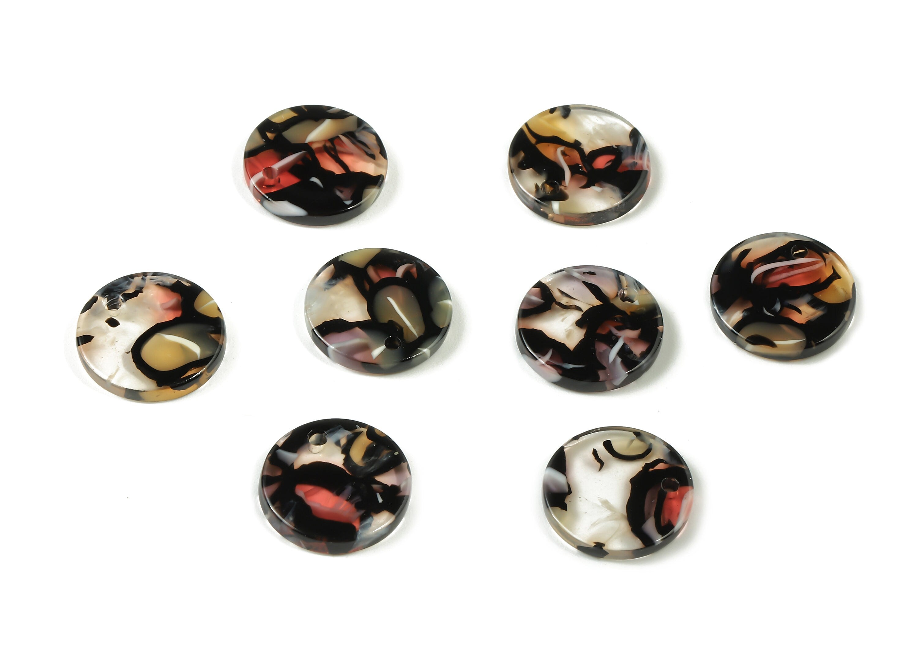 Acetate Round Charms - Round Earrings and Pendant - Earring Findings - Jewelry Supplies - Color Code:A343 - 14.73x14.73x2.48mm - AC1064-A343 - DOMEDBAZAAR