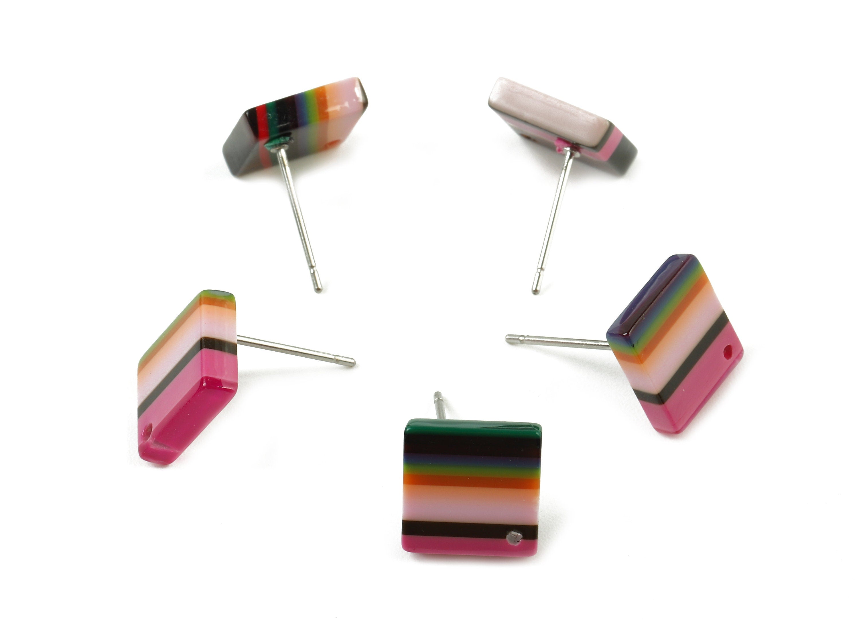 Acetate Square Earring Post - Acetate Square Earring Stud - Acetate Earring Post Findings - Color Code: A137 - 9.9x9.9x2.72mm - AC1205-A137 - DOMEDBAZAAR
