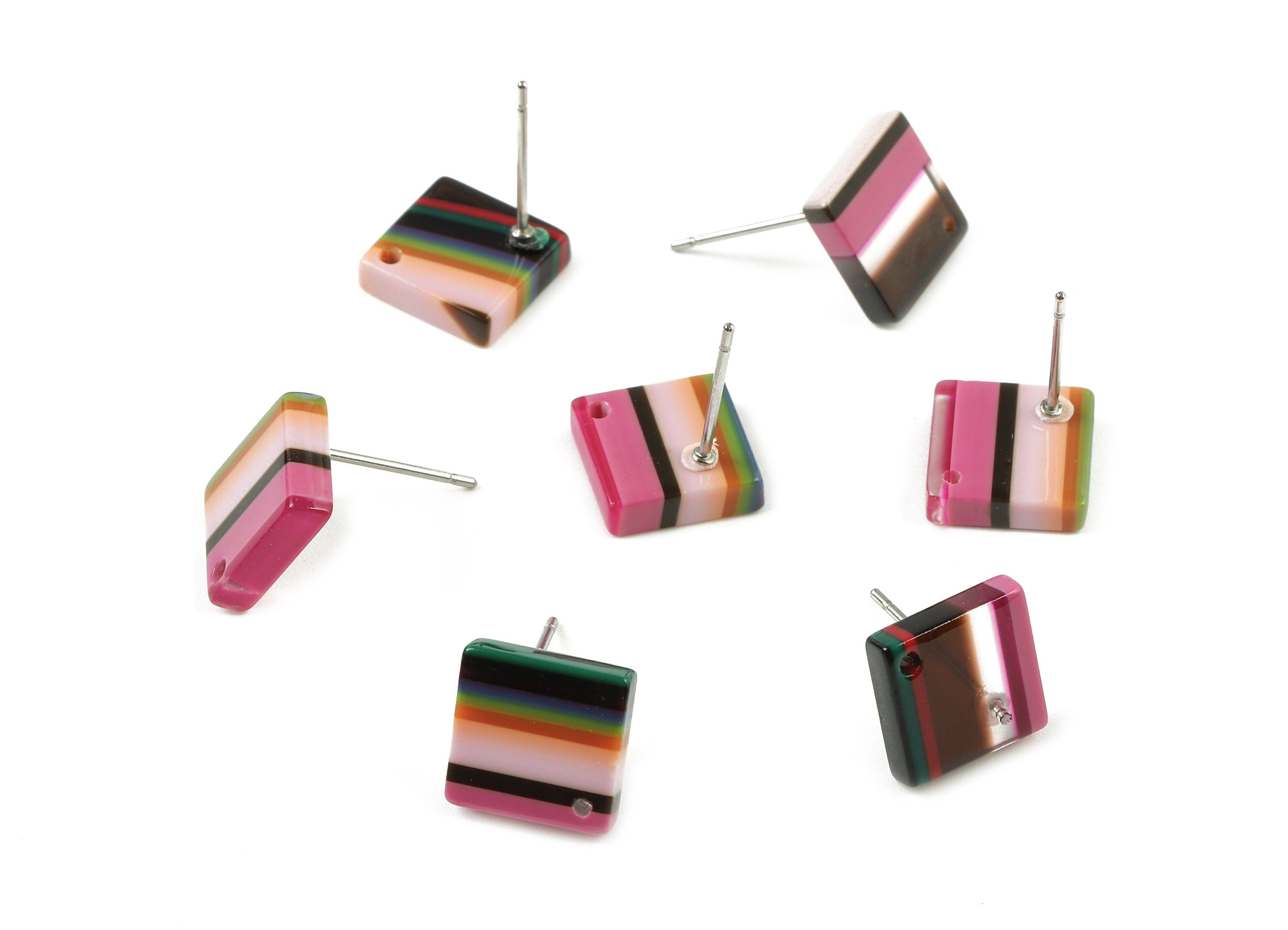 Acetate Square Earring Post - Acetate Square Earring Stud - Acetate Earring Post Findings - Color Code: A137 - 9.9x9.9x2.72mm - AC1205-A137 - DOMEDBAZAAR