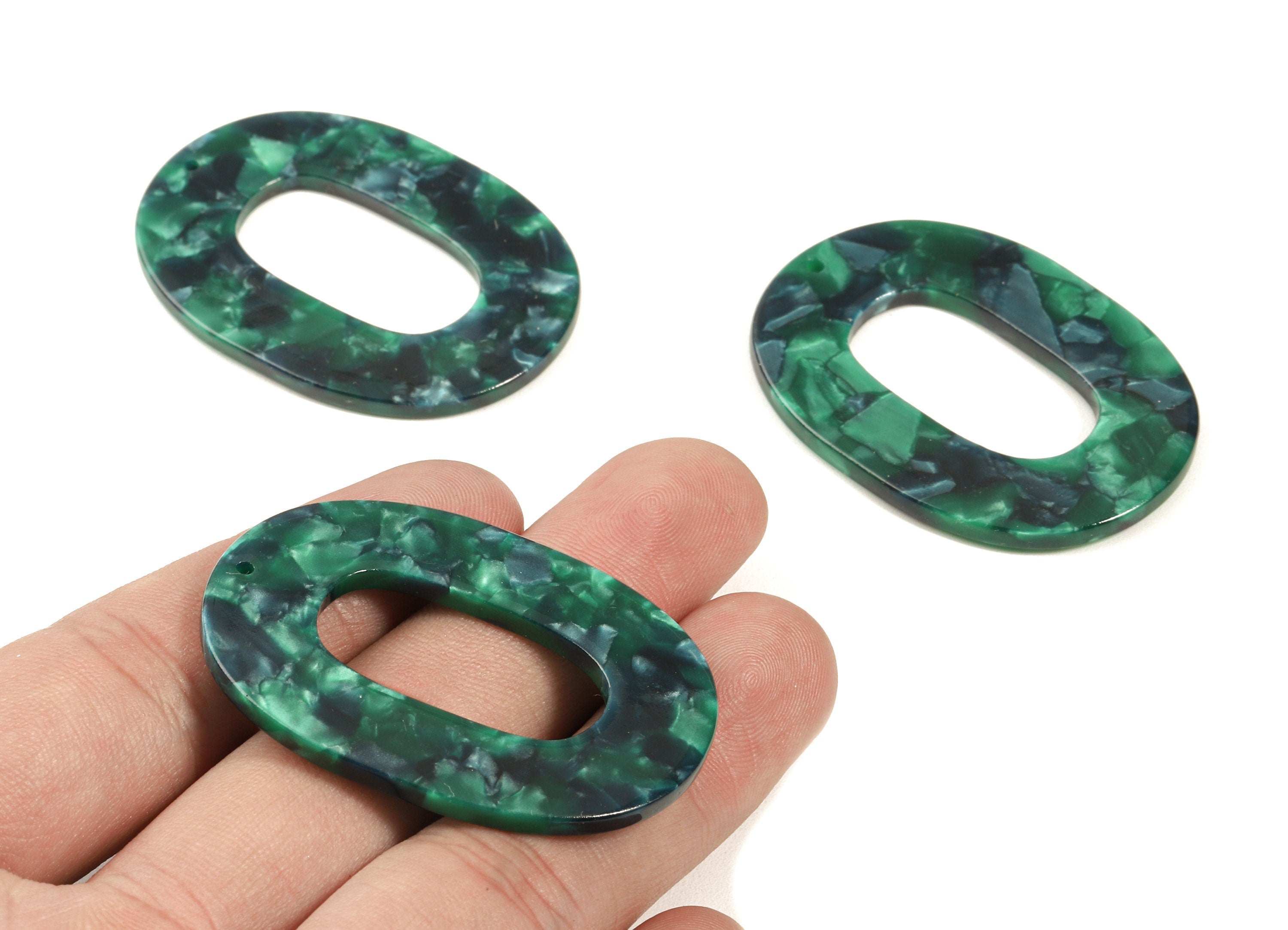 Acetate Oval Charms - Oval Earrings and Pendant - Earring Findings - Jewelry Supplies - Color Code: A13 - 46.76x34.56x2.67mm - AC1065-A13 - DOMEDBAZAAR