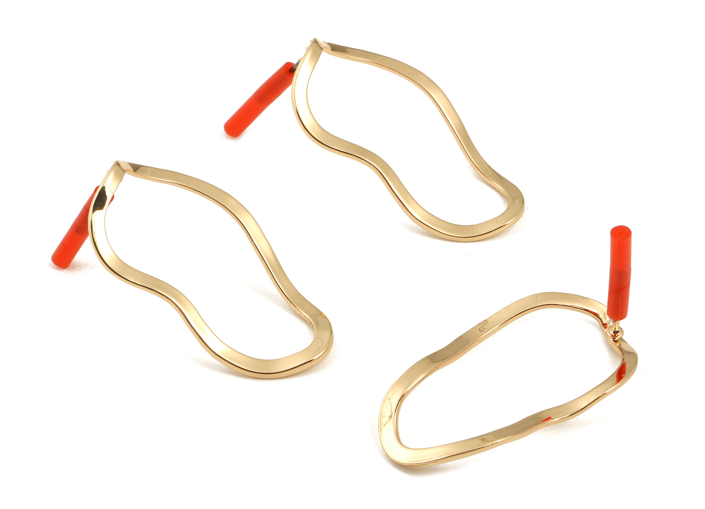 Brass Drop Earring Post - Brass Drop Earring Stud - Gold Tone Plated Brass - Earring Post - Jewelry Supplies - 34.8x18.55x0.92mm - PP3041 - DOMEDBAZAAR