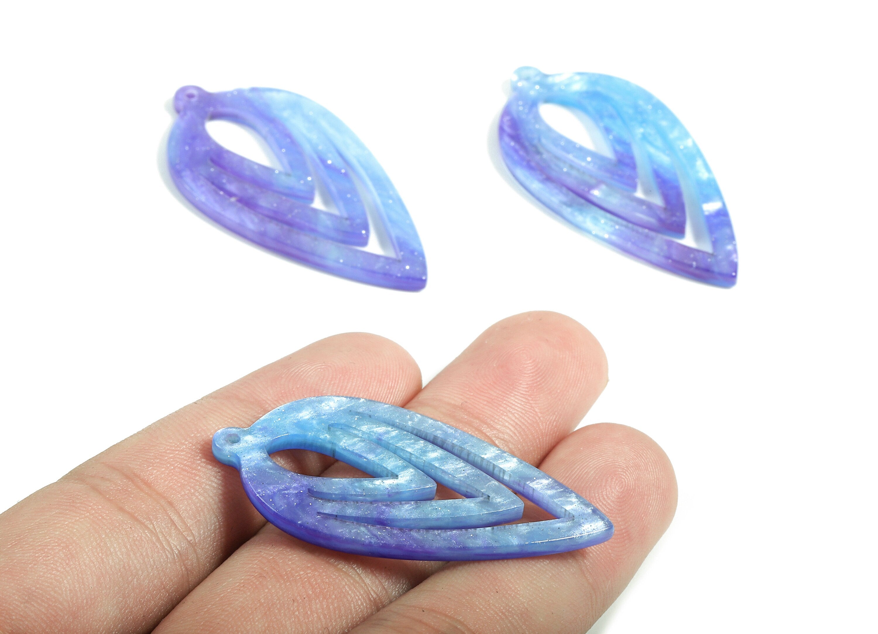 Acetate Drop Charms - Drop Earring and Pendant - Earring Findings - Jewelry Supplies - Color Code:A384 - 45.57x23.36x2.54mm - AC1722-A384 - DOMEDBAZAAR