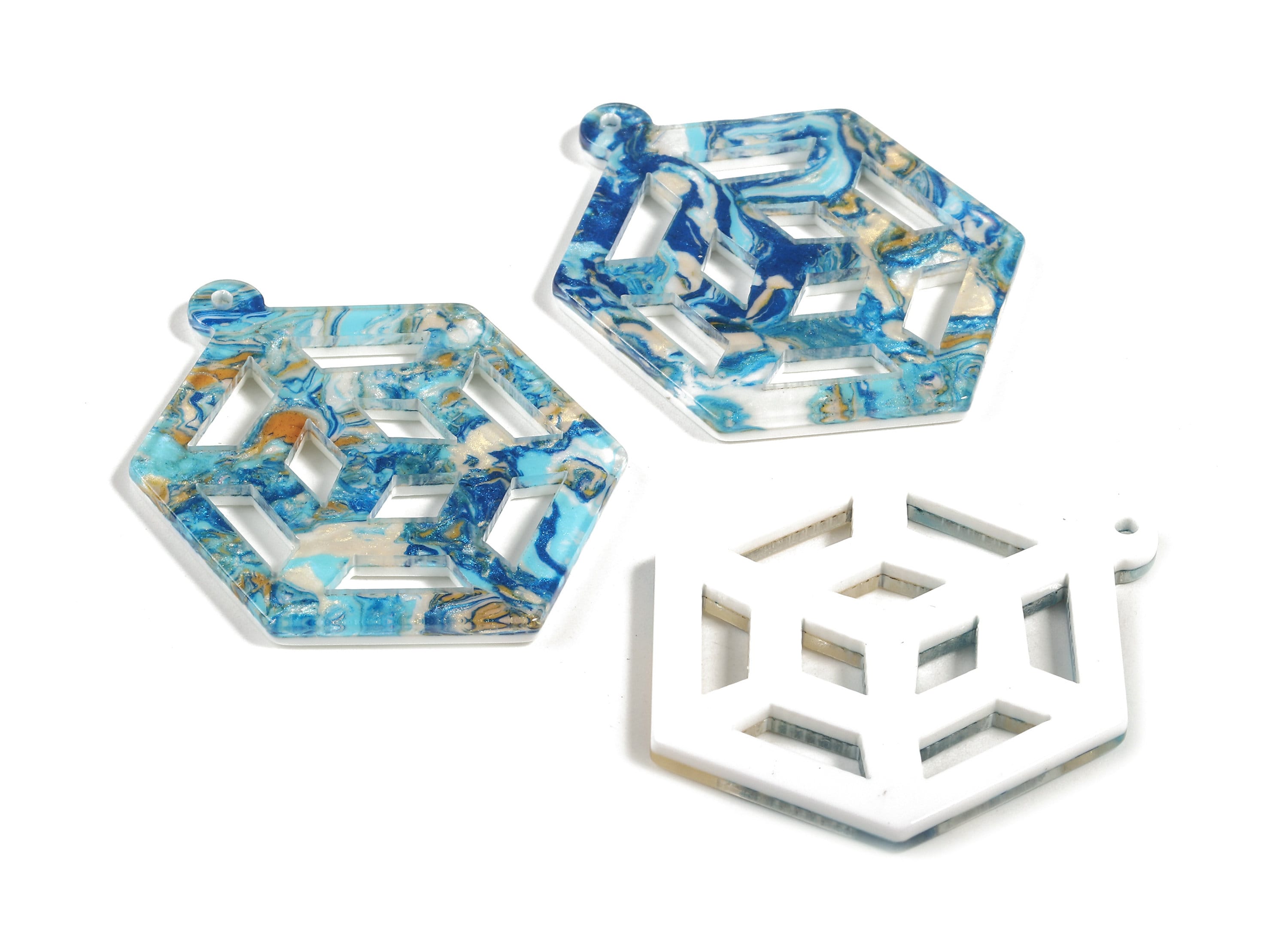 Acetate Hexagon Charm - Hexagon Earring and Pendant - Earring Finding - Jewelry Supplies - Color Code:A387 - 45.45x33.7x2.45mm - AC1725-A387 - DOMEDBAZAAR