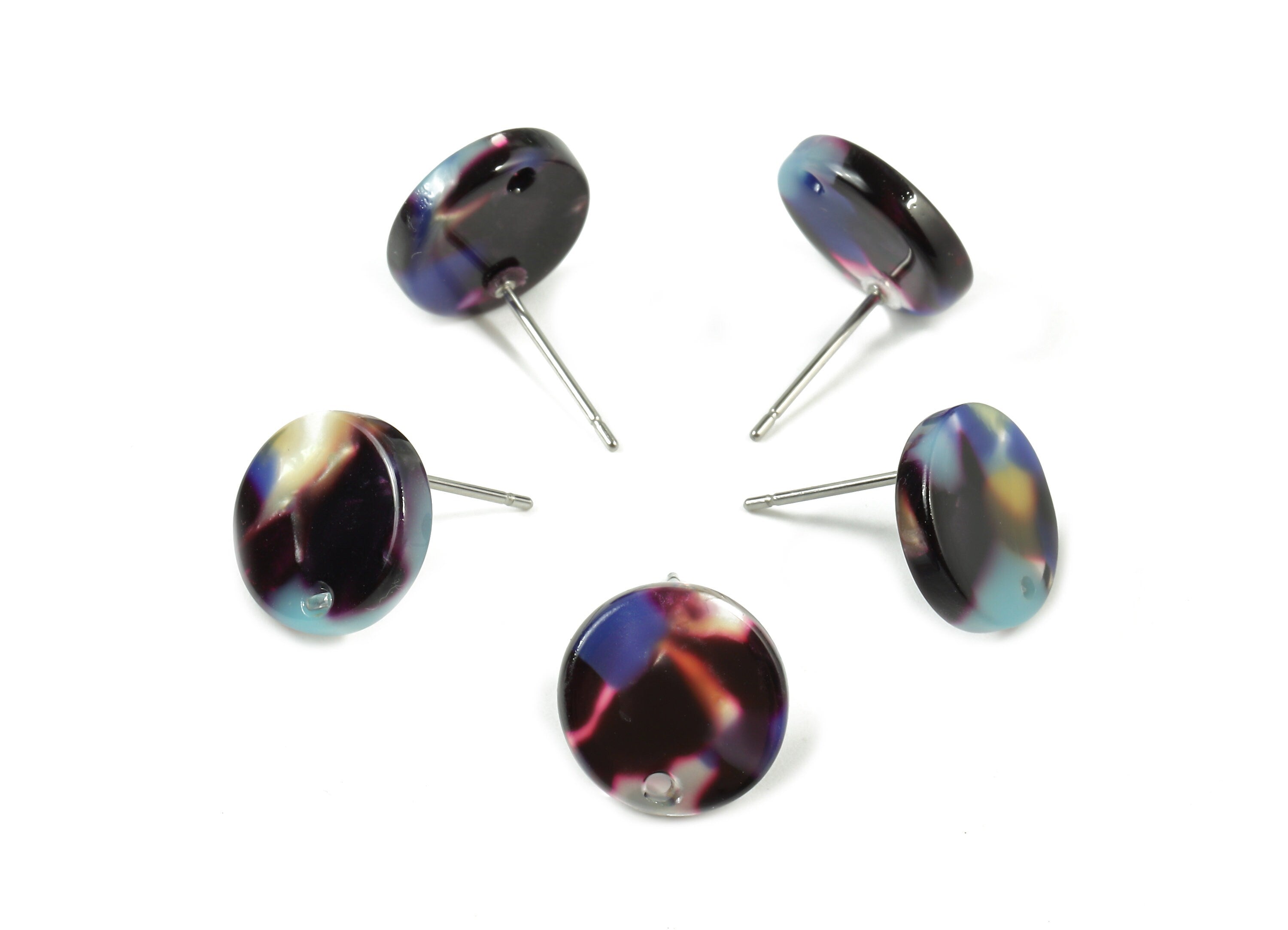 Acetate Round Earring Stud - Acetate Round Earring Post - Earring Post Findings - Color Code: A23 - 11.6x11.6x2.95mm - AC1139-A23 - DOMEDBAZAAR