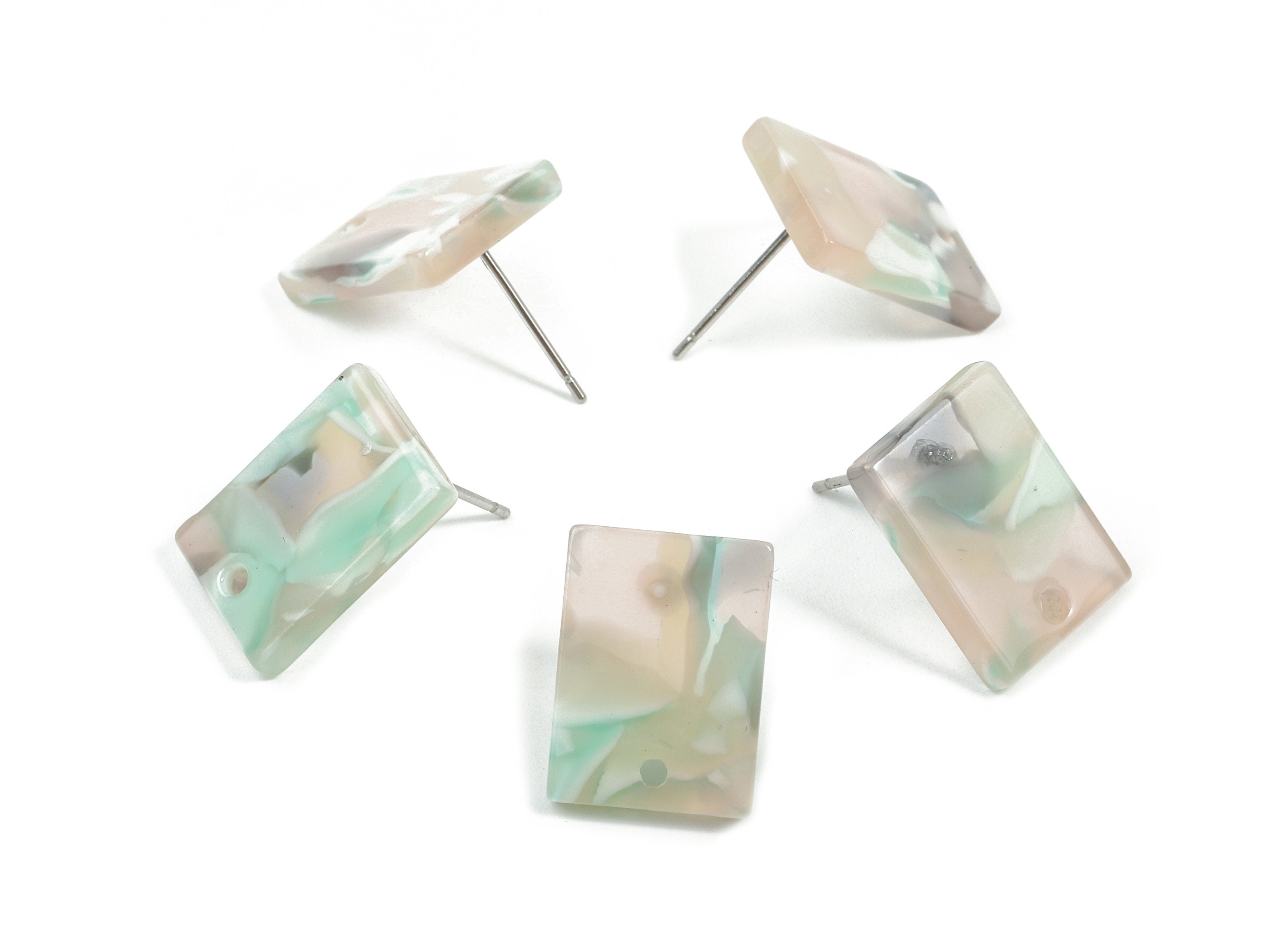 Acetate Rectangle Earring Stud - Rectangle Earring Post and Stud - Earring Findings - Color Code: A265 - 15.43x11.72x2.5mm- AC1663-A265 - DOMEDBAZAAR