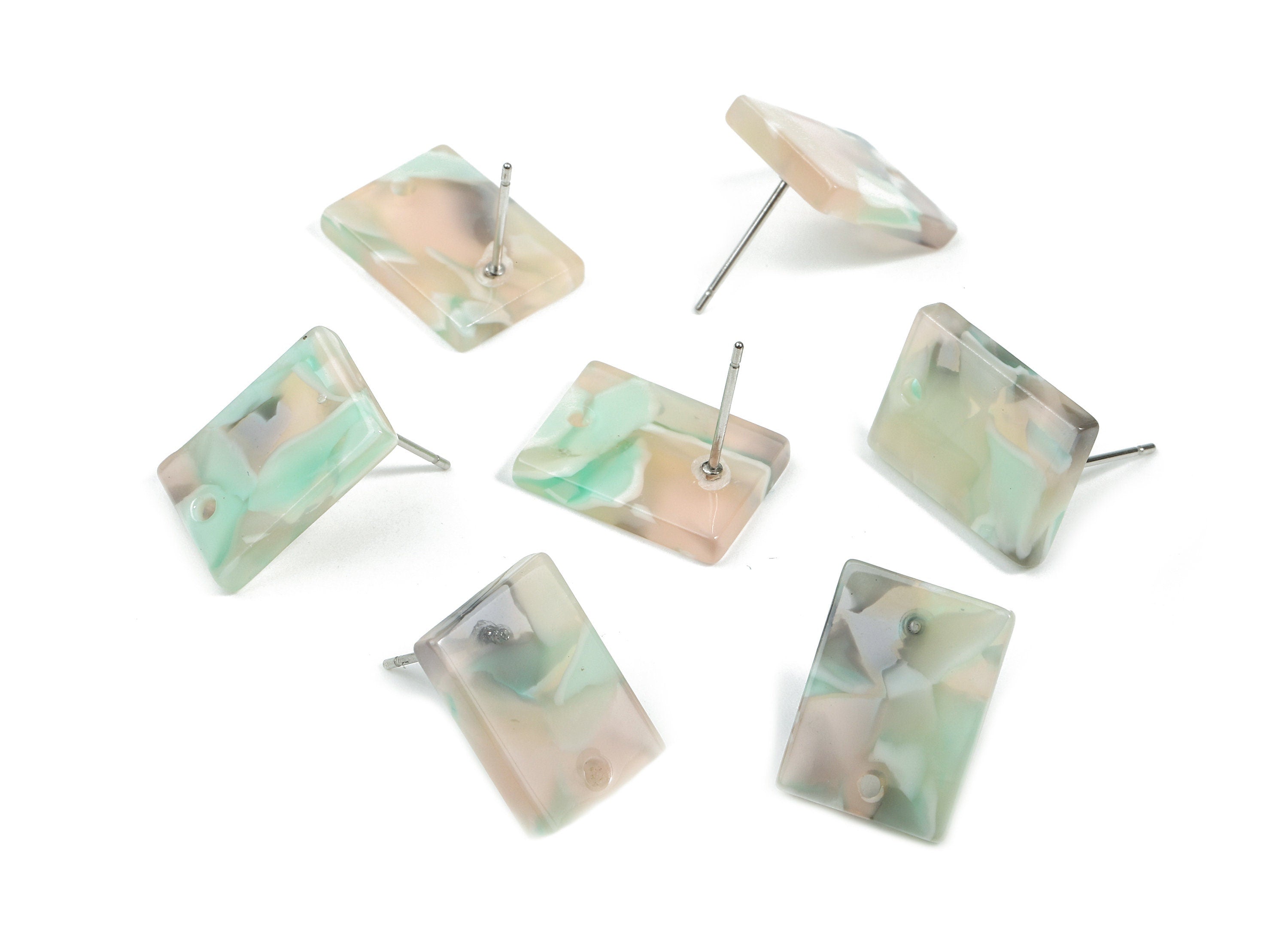 Acetate Rectangle Earring Stud - Rectangle Earring Post and Stud - Earring Findings - Color Code: A265 - 15.43x11.72x2.5mm- AC1663-A265 - DOMEDBAZAAR