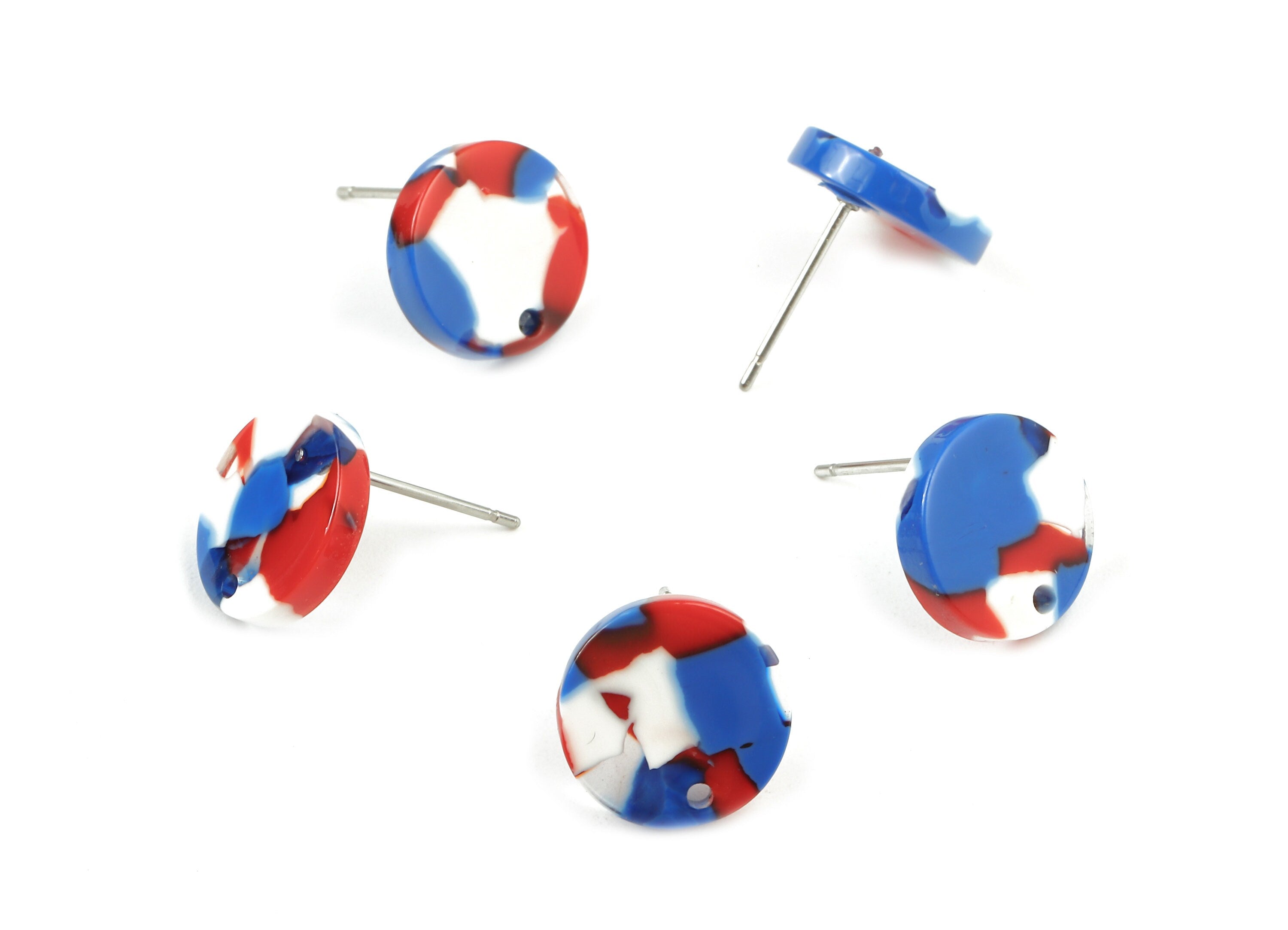 Acetate Round Earring Stud - Acetate Round Earring Post - Earring Post Findings - Color Code: A73 - 11.6x11.6x2.95mm - AC1139-A73 - DOMEDBAZAAR
