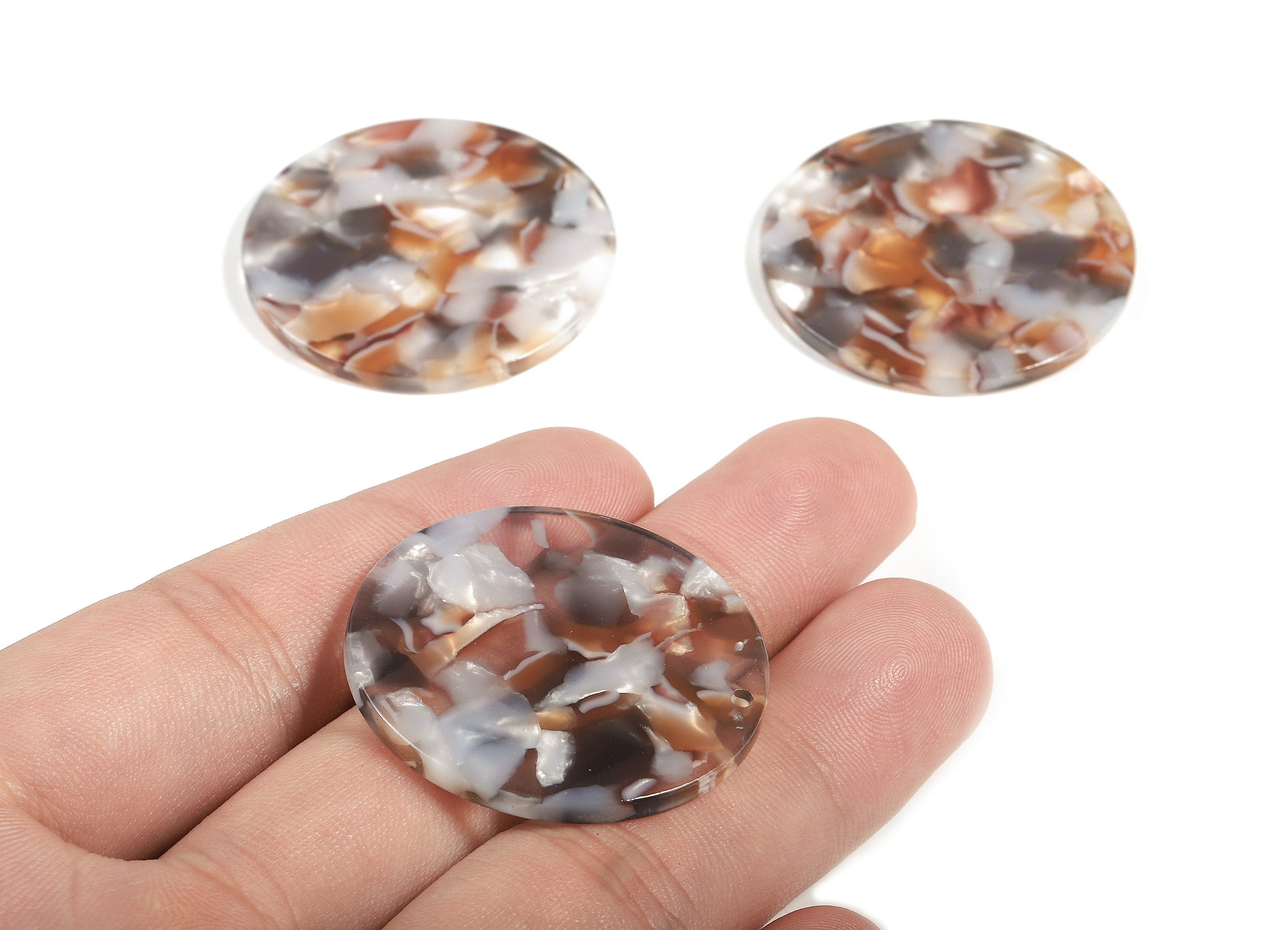 Acetate Round Charms - Coin Earrings and Pendant - Earring Findings - Jewelry Supplys - Color Code: A372 - 34.8x34.8x2.54mm - AC1135-A372 - DOMEDBAZAAR