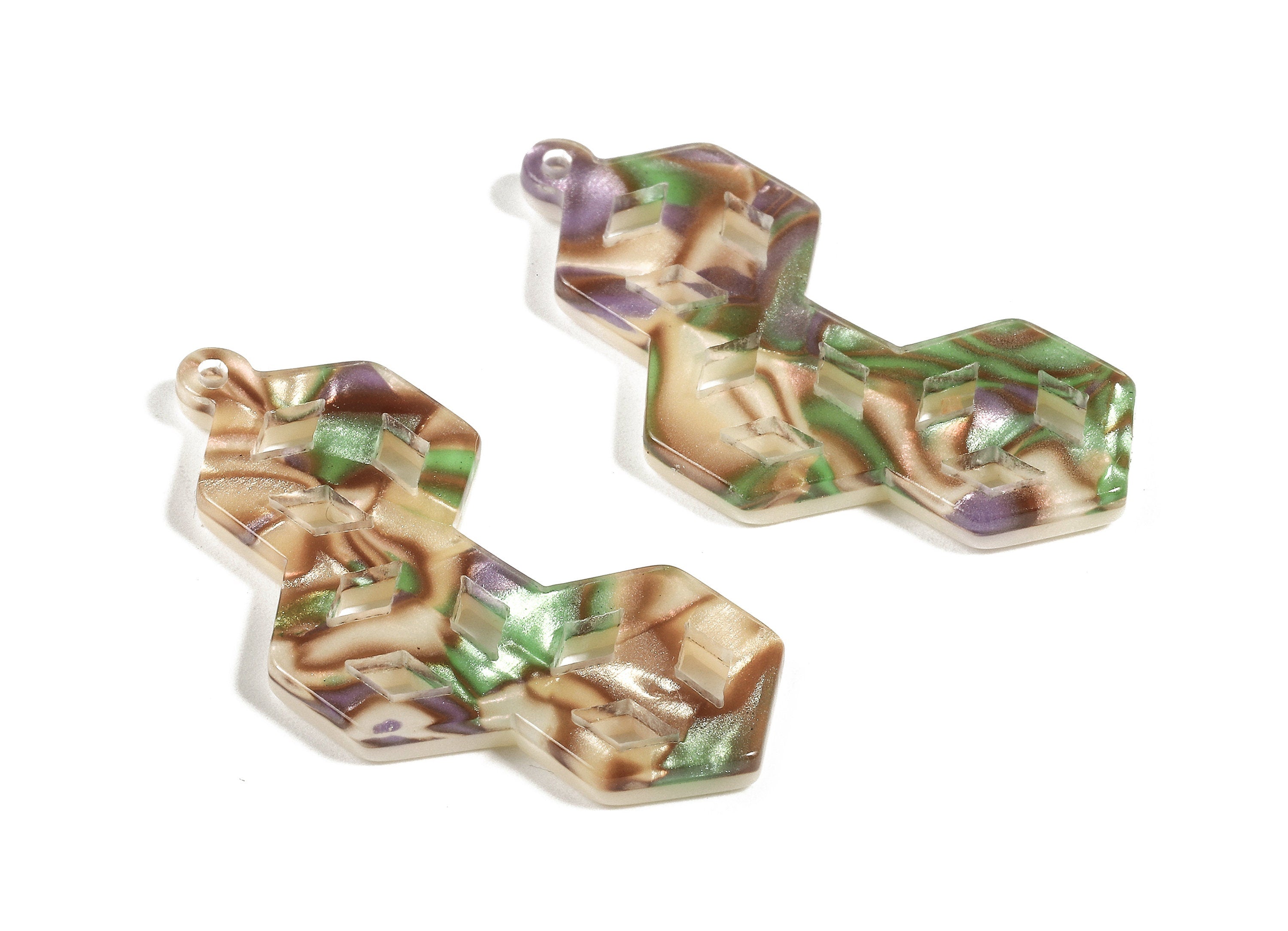 Acetate Honeycomb Charm - Honeycomb Earring and Pendant - Earring Finding - Color Code:A289 - 39.46x19.25x2.82mm - AC1718-A289 - DOMEDBAZAAR