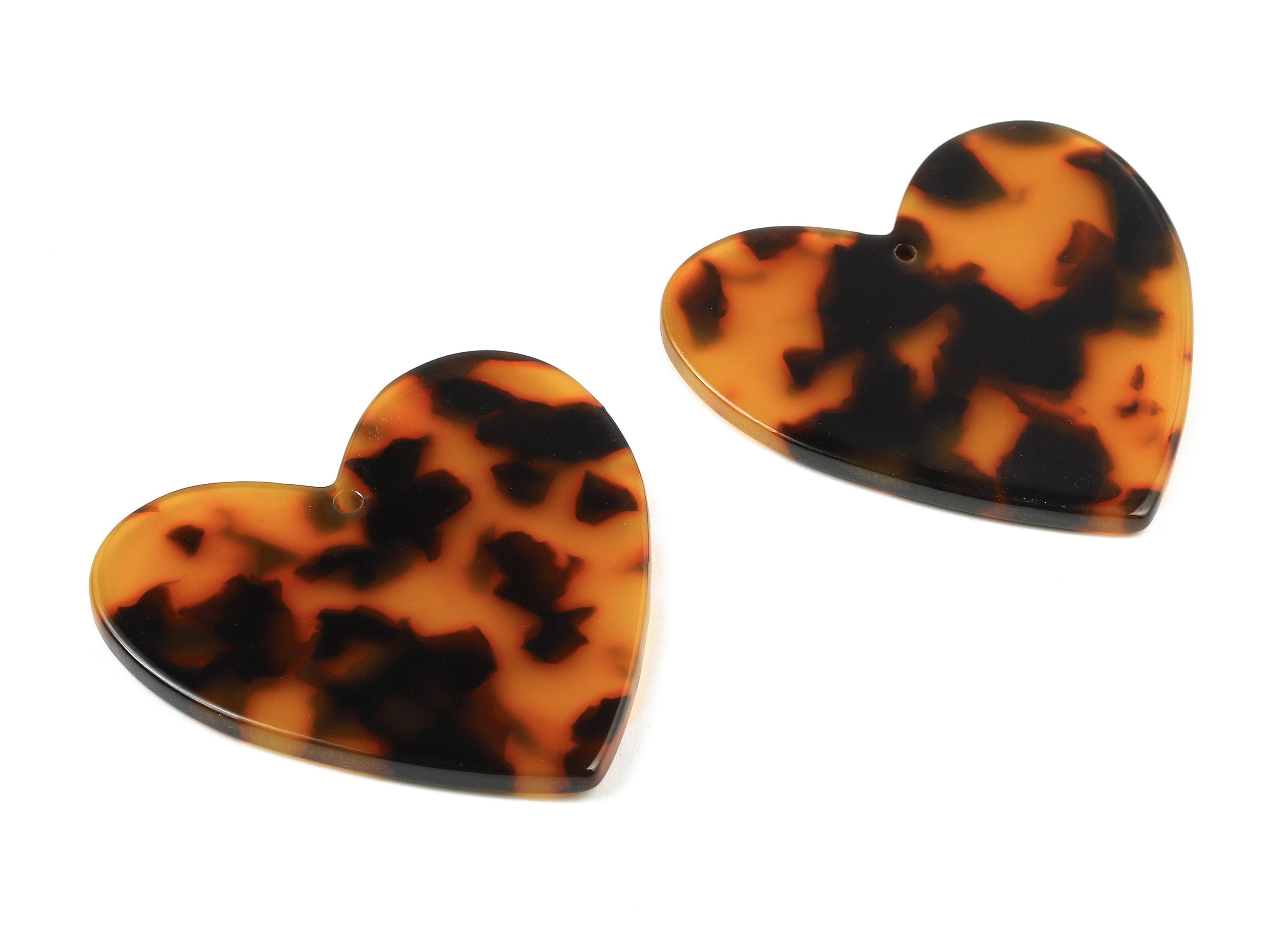 Acetate Heart Charms - Tortoise Shell Earrings - Heart Pendant - Jewelry Making Supplies - Color Code: A04 - 42.64x41.99x2.58mm - AC1746-A04 - DOMEDBAZAAR