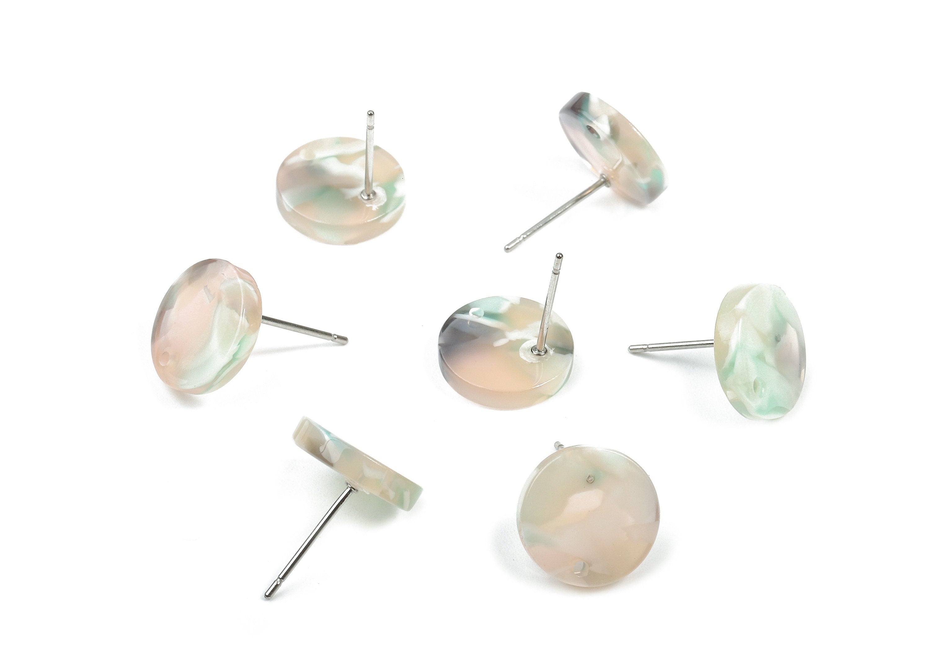 Acetate Round Earring Stud - Acetate Round Earring Post - Earring Post Findings - Color Code: A265 - 11.68x11.68x2.22mm - AC1139-A265 - DOMEDBAZAAR