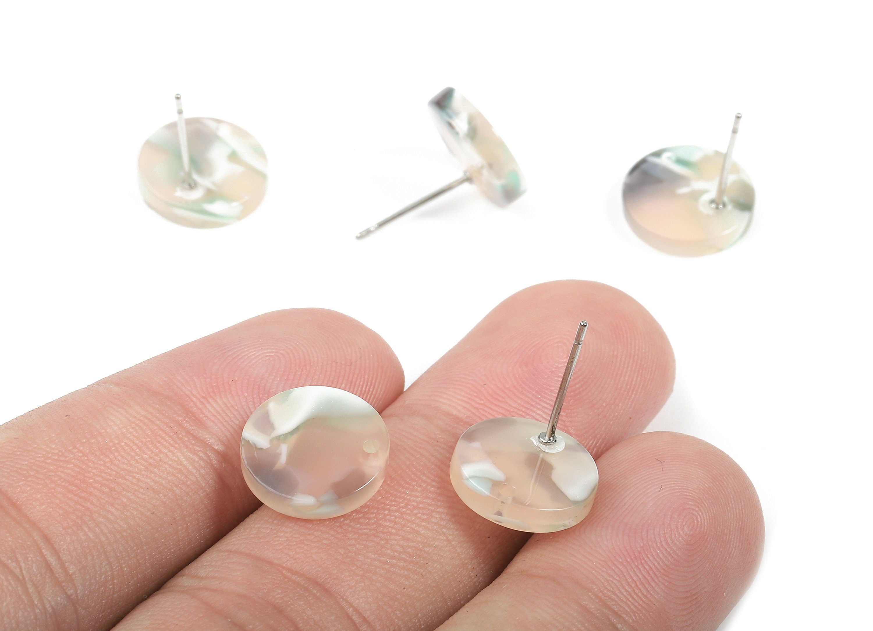 Acetate Round Earring Stud - Acetate Round Earring Post - Earring Post Findings - Color Code: A265 - 11.68x11.68x2.22mm - AC1139-A265 - DOMEDBAZAAR