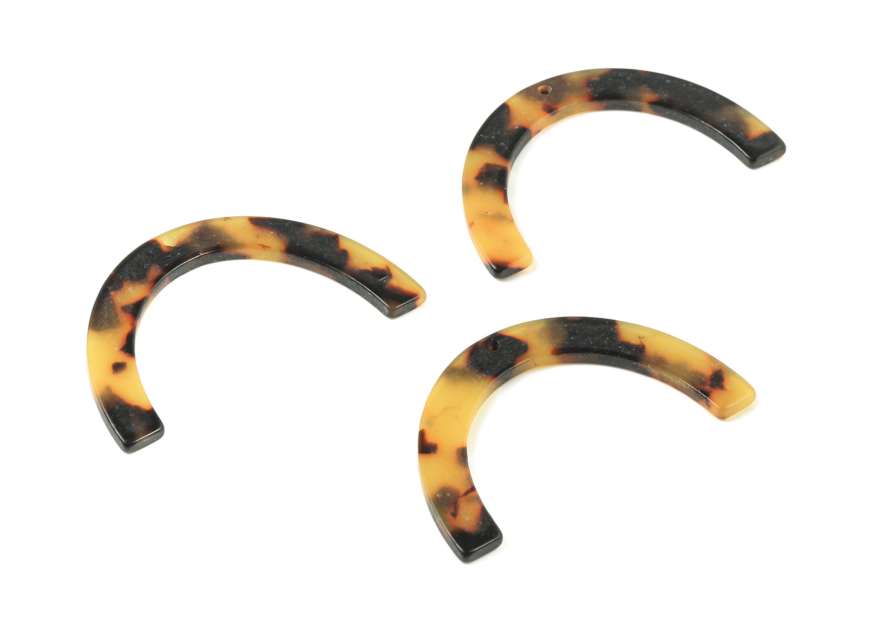 Acetate C Charms - Matte Tortoise Shell Earrings -  Acetate C Earrings and Pendant - Color Code: A402 - 50.21x6.8x2.46mm - AC1742-A402 - DOMEDBAZAAR