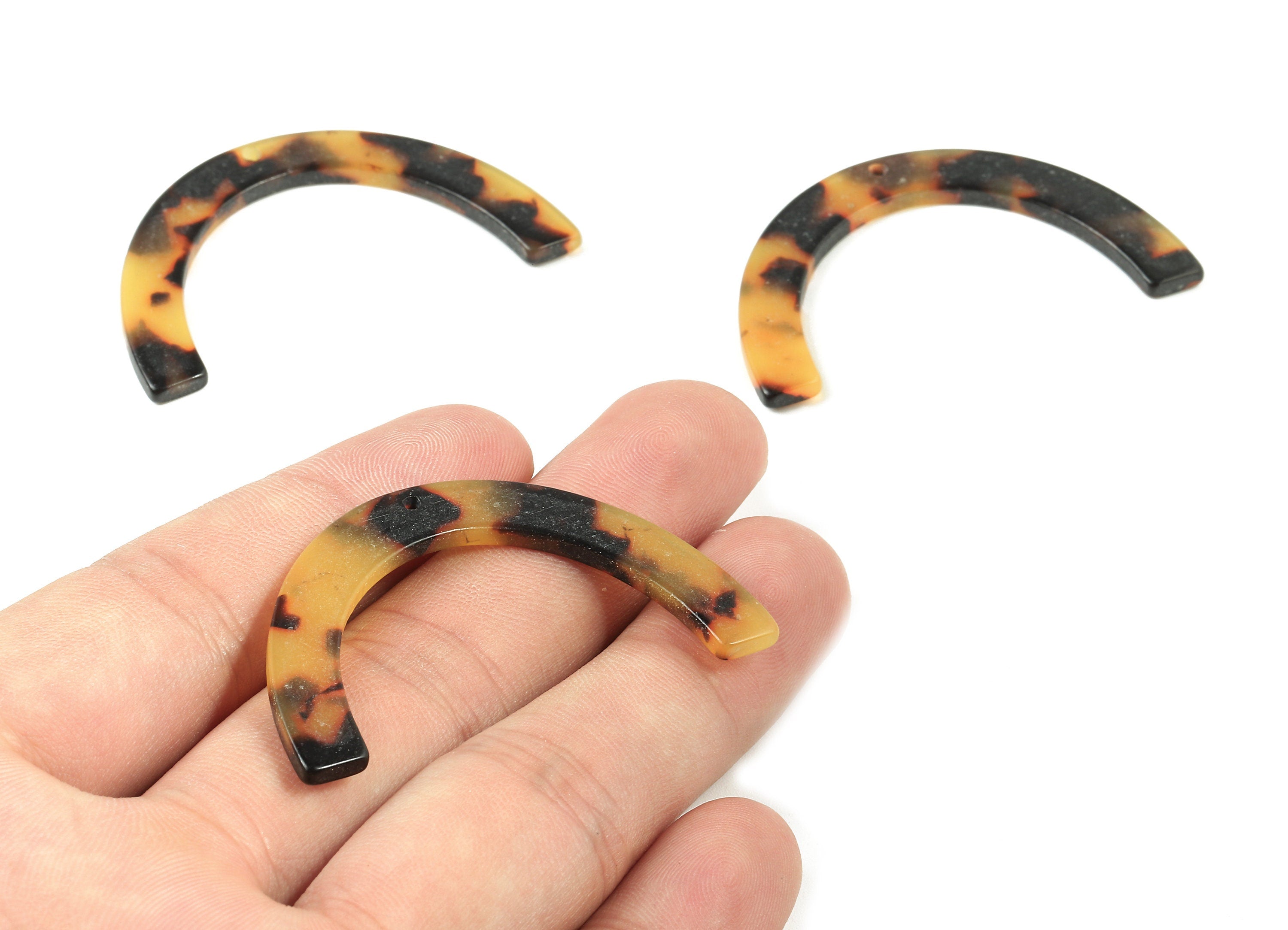Acetate C Charms - Matte Tortoise Shell Earrings -  Acetate C Earrings and Pendant - Color Code: A402 - 50.21x6.8x2.46mm - AC1742-A402 - DOMEDBAZAAR