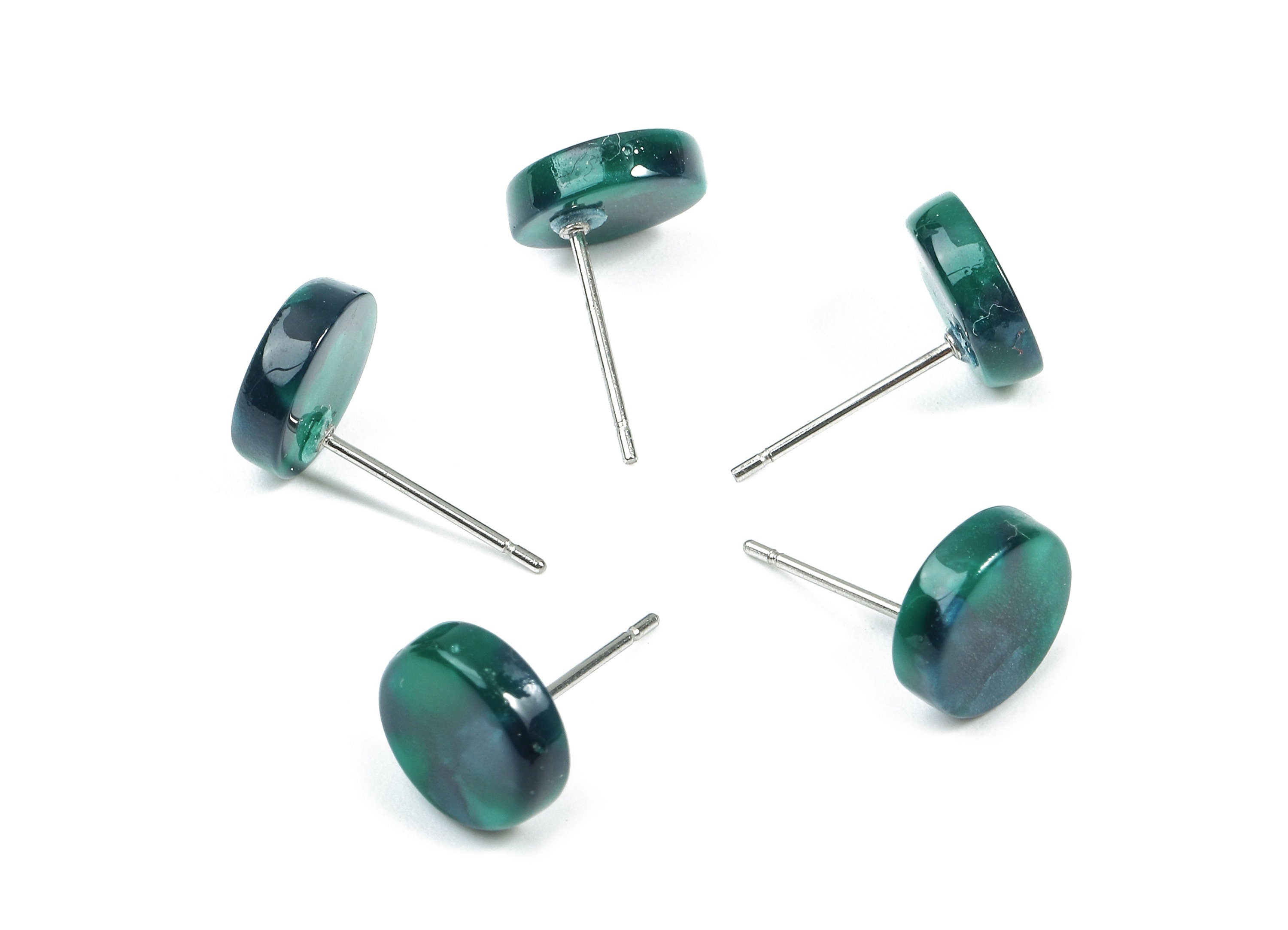 Acetate Round Earring Stud - Round Earring Post and Stud - Earring Findings - Color Code: A13 - 8.82x8.82x2.7mm - AC1715-A13 - DOMEDBAZAAR