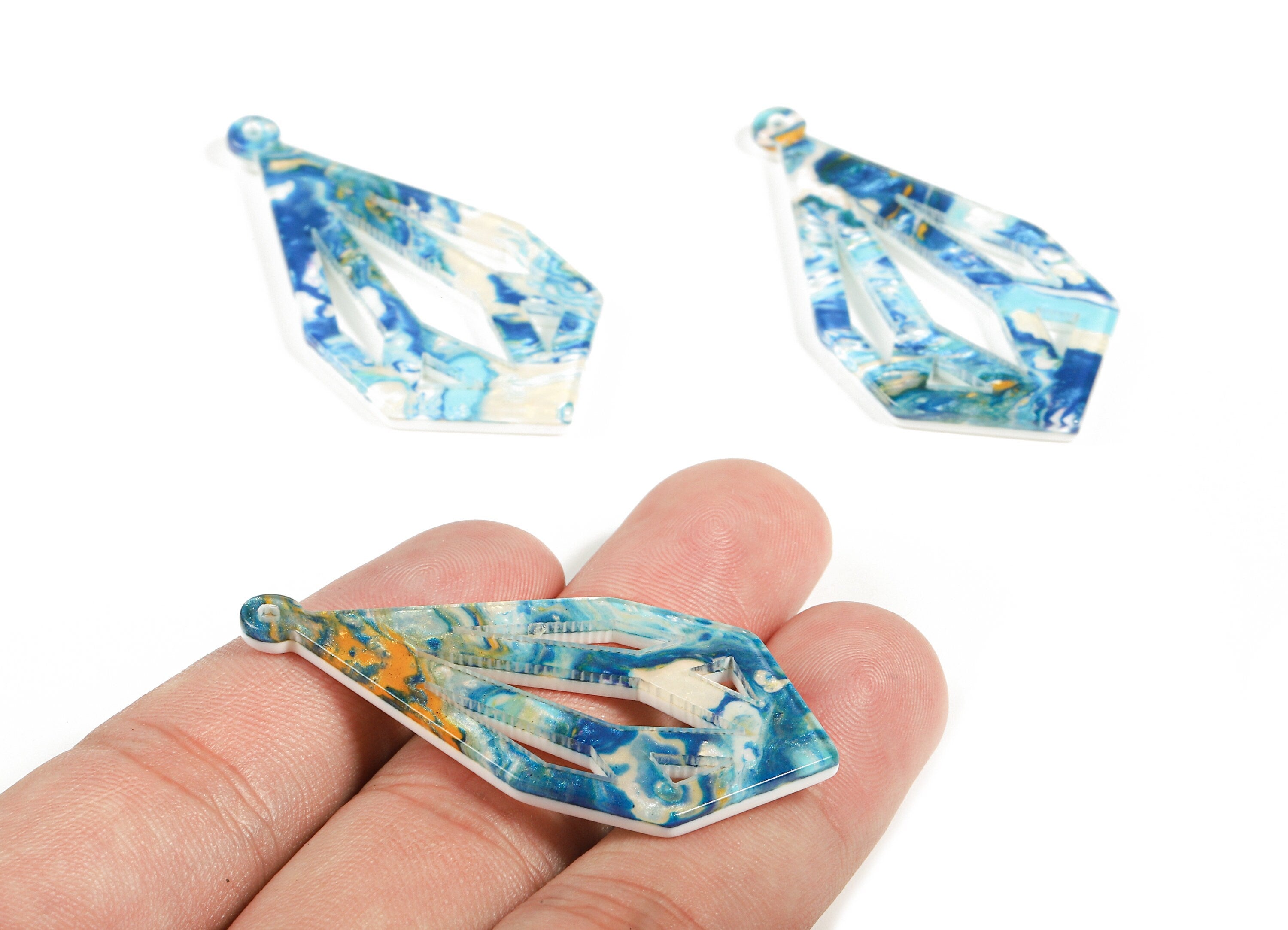 Acetate Diamond Charms - Diamond Earrings and Pendant - Earring Findings - Color Code:A387 - 49.41x24.39x2.86mm - AC1724-A387 - DOMEDBAZAAR