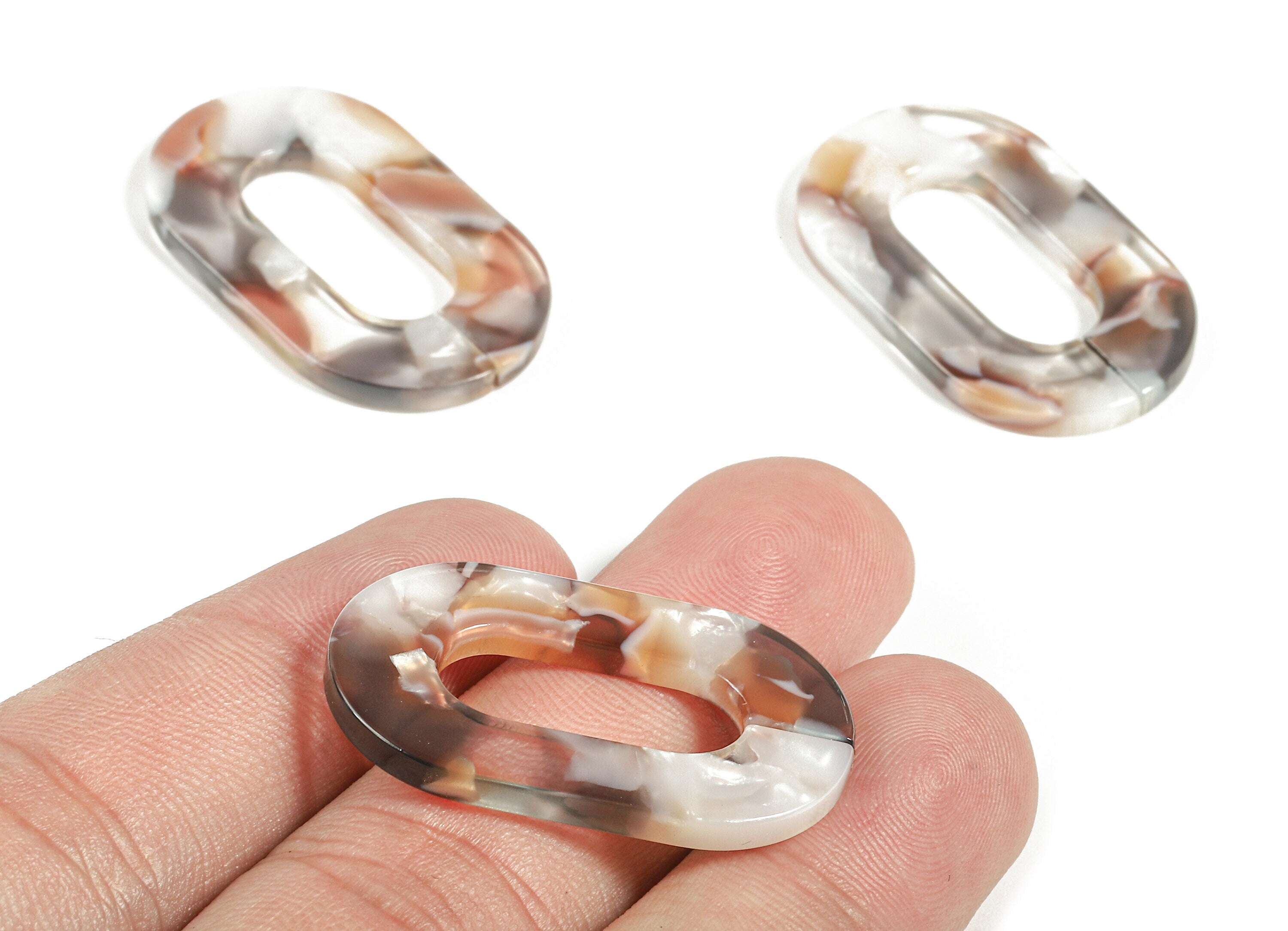 Acetate Oval Charms - Laser Cut Open Oval Flat Cable Chain - Acetate Oval Connectors - Color Code: A372 - 32.52x19.75x2.66mm - AC1148-A372 - DOMEDBAZAAR