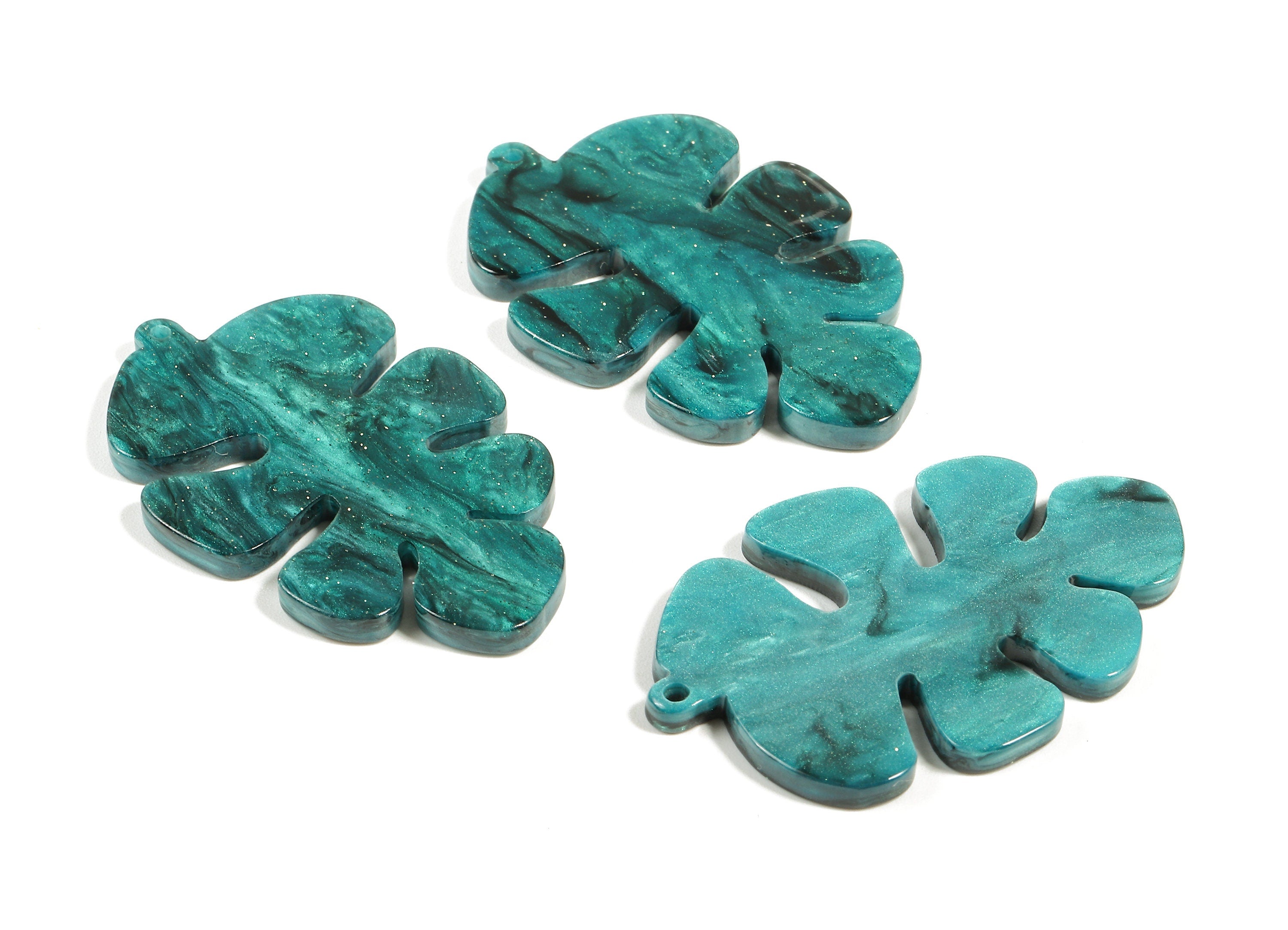 Acetate Leaf Charms - Leaf Earrings and Pendant - Earring Findings - Jewelry Supplies - Color Code:A381 - 45.47x30.43x2.63mm - AC1720-A381 - DOMEDBAZAAR