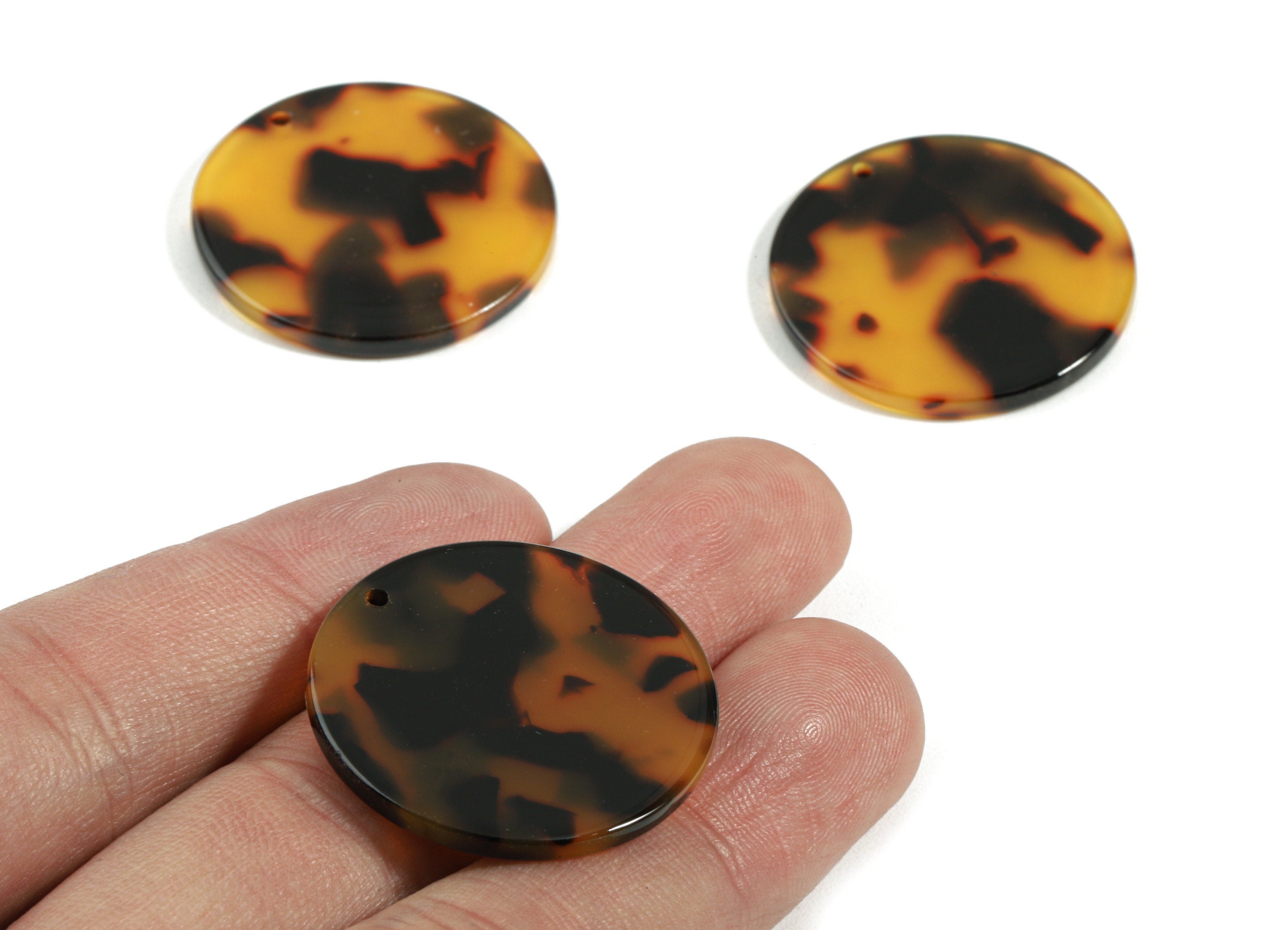 Acetate Round Charms - Tortoise Shell - Round Earrings and Pendant - Jewelry Supplies - Color Code:A01 - 29.67x29.67x2.5mm - AC1639-A01 - DOMEDBAZAAR