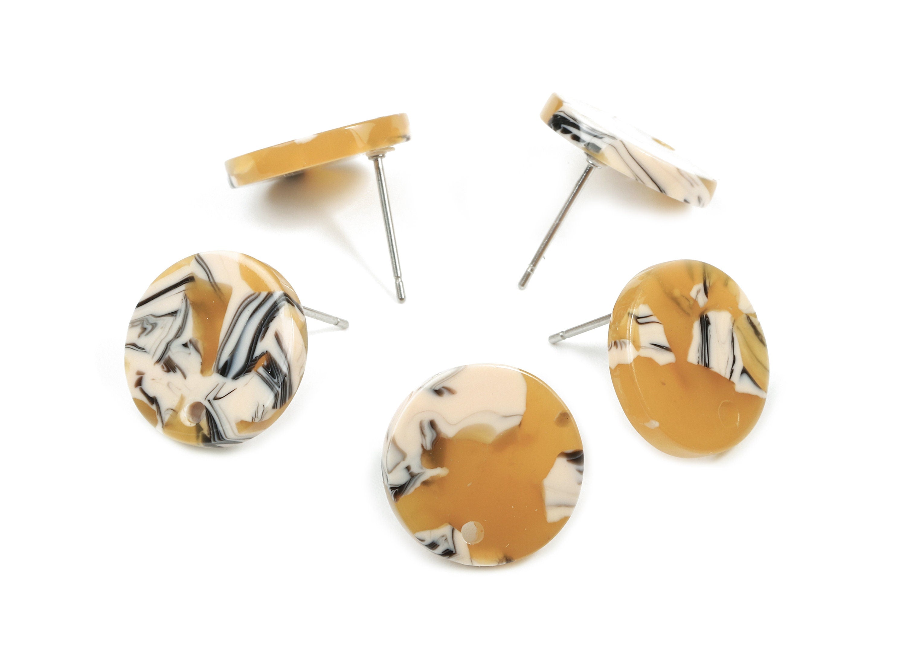 Acetate Round Earring Stud - Acetate Round Earring Post - Earring Post Findings - Color Code: A14 - 15x15x2.5mm - AC1672-A14 - DOMEDBAZAAR