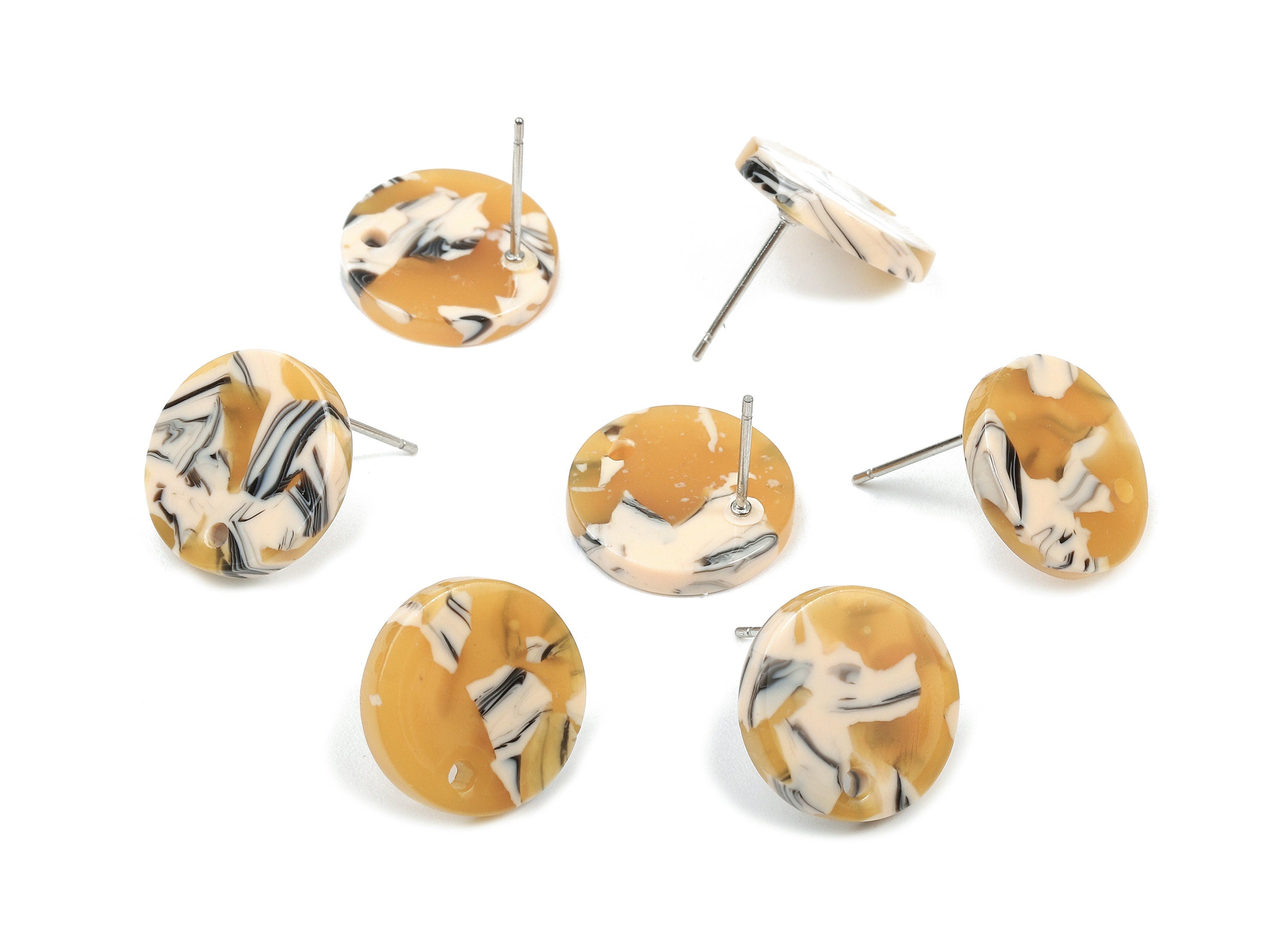 Acetate Round Earring Stud - Acetate Round Earring Post - Earring Post Findings - Color Code: A14 - 15x15x2.5mm - AC1672-A14 - DOMEDBAZAAR