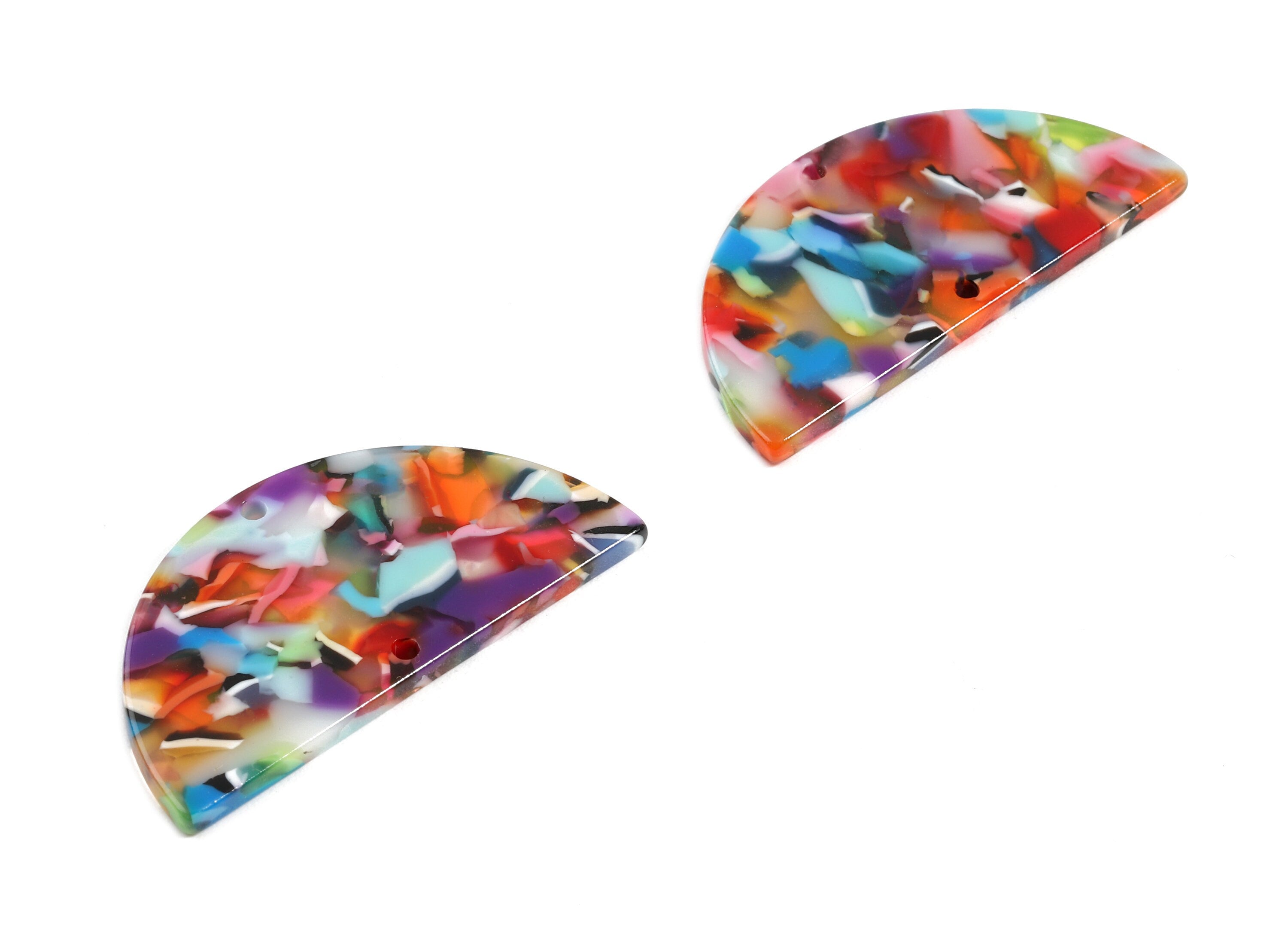 Acetate Semicircle Connectors - 2 Holes - Half Moon Earrings - Earring Findings - Color Code:A21 - 43.09x21.54x2.5mm - AC1800-A21 - DOMEDBAZAAR
