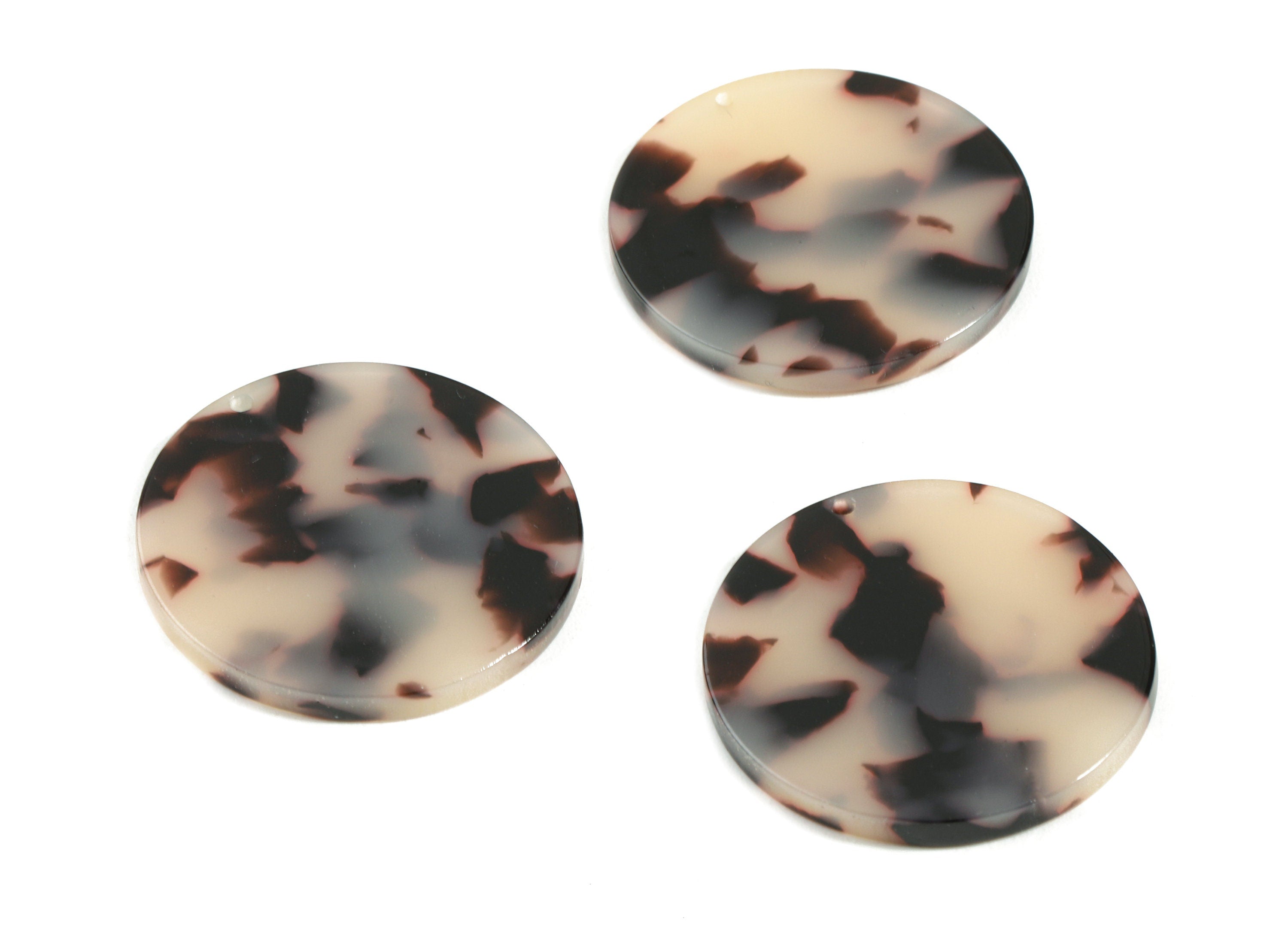 Acetate Coin Charms - Blonde Tortoise Shell Earrings - Circle Earrings and Pendant - Color Code: A07 - 27.38x27.38x2.62mm - AC1801-A07 - DOMEDBAZAAR