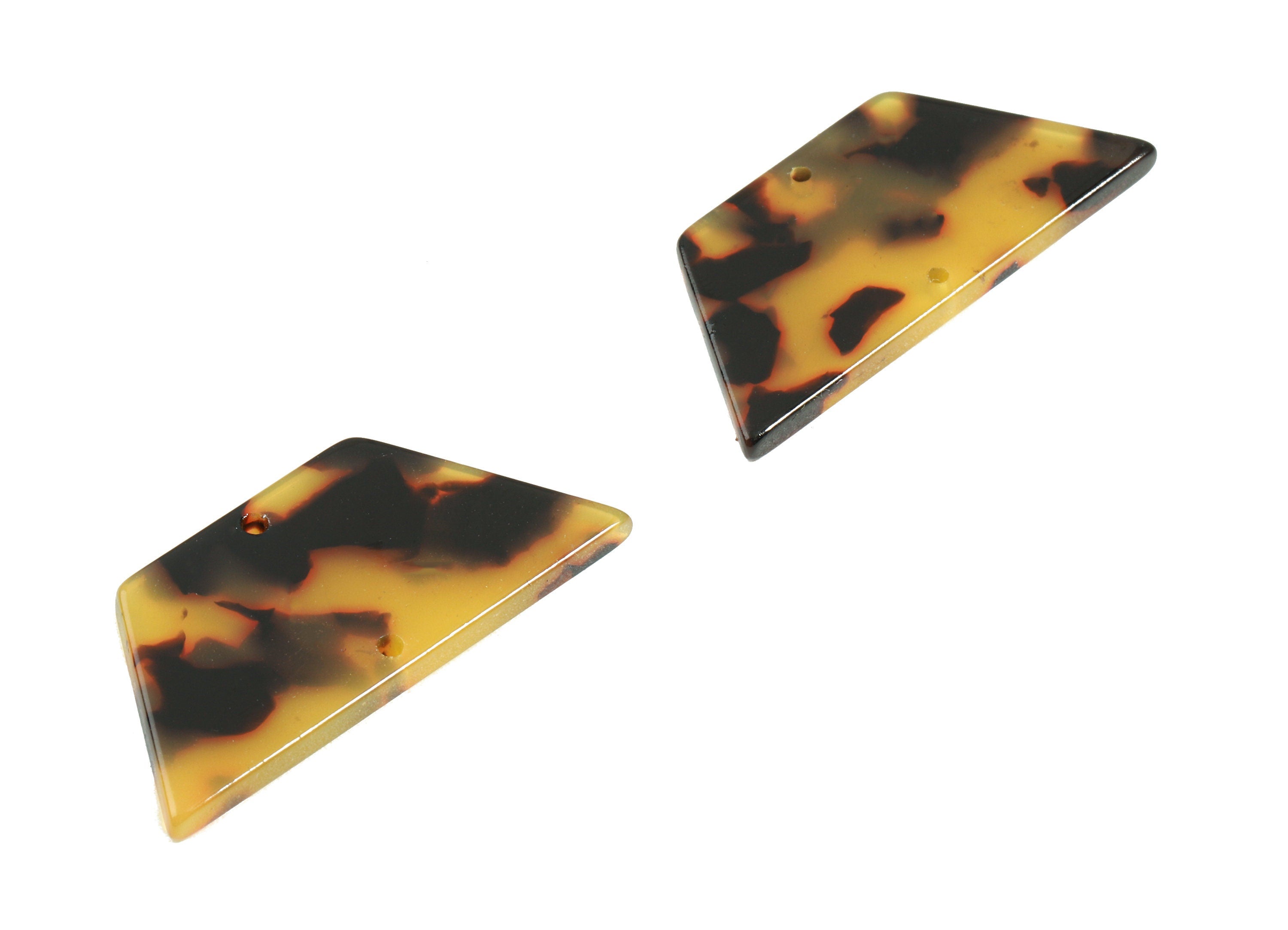 Acetate Trapezoid Connectors - 2 Holes Trapezoid Tortoise Shell Earring - Jewelry Supplies - Color Code: A01 - 36.62x16x2.67mm - AC1802-A01 - DOMEDBAZAAR
