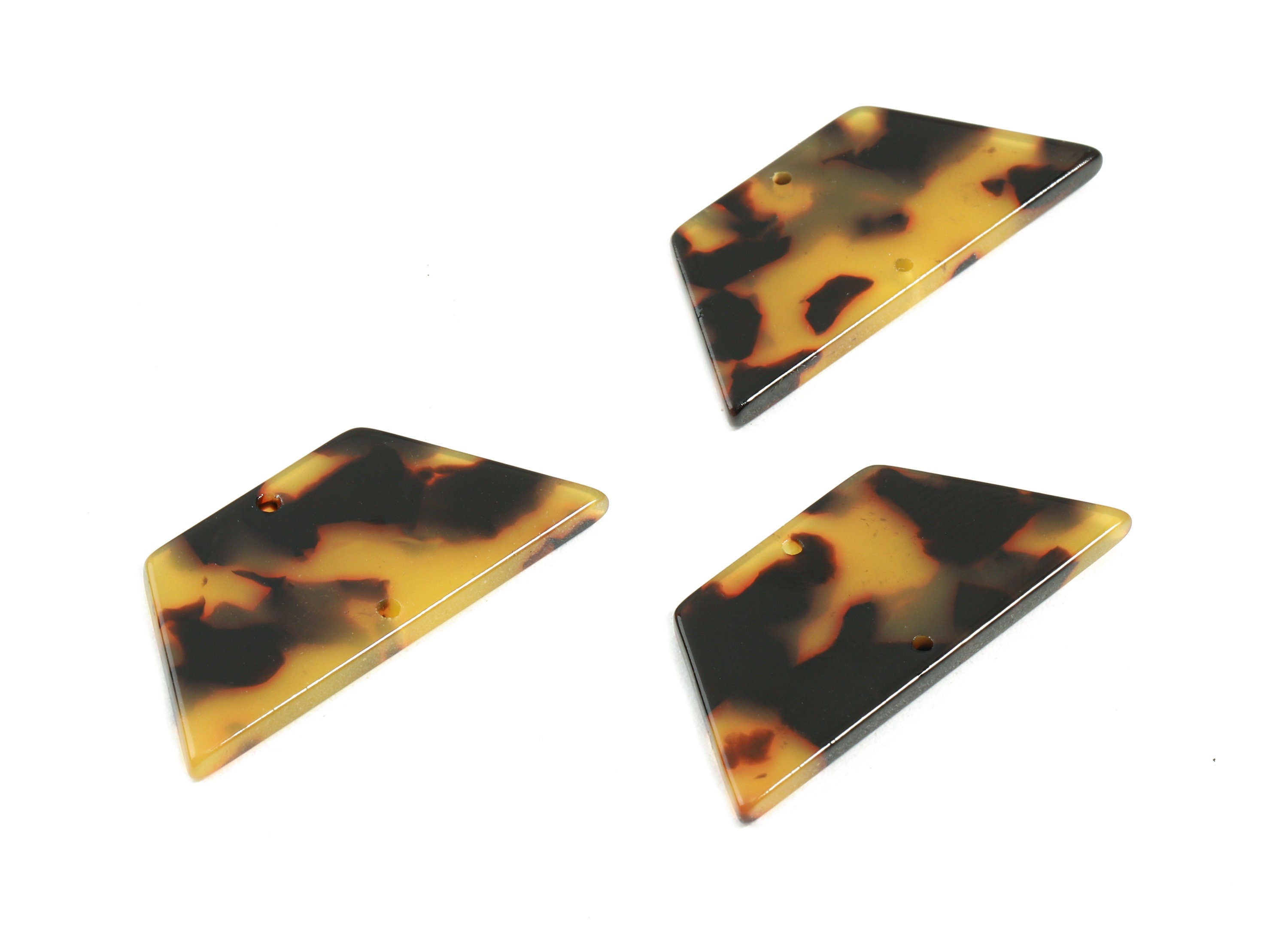 Acetate Trapezoid Connectors - 2 Holes Trapezoid Tortoise Shell Earring - Jewelry Supplies - Color Code: A01 - 36.62x16x2.67mm - AC1802-A01 - DOMEDBAZAAR