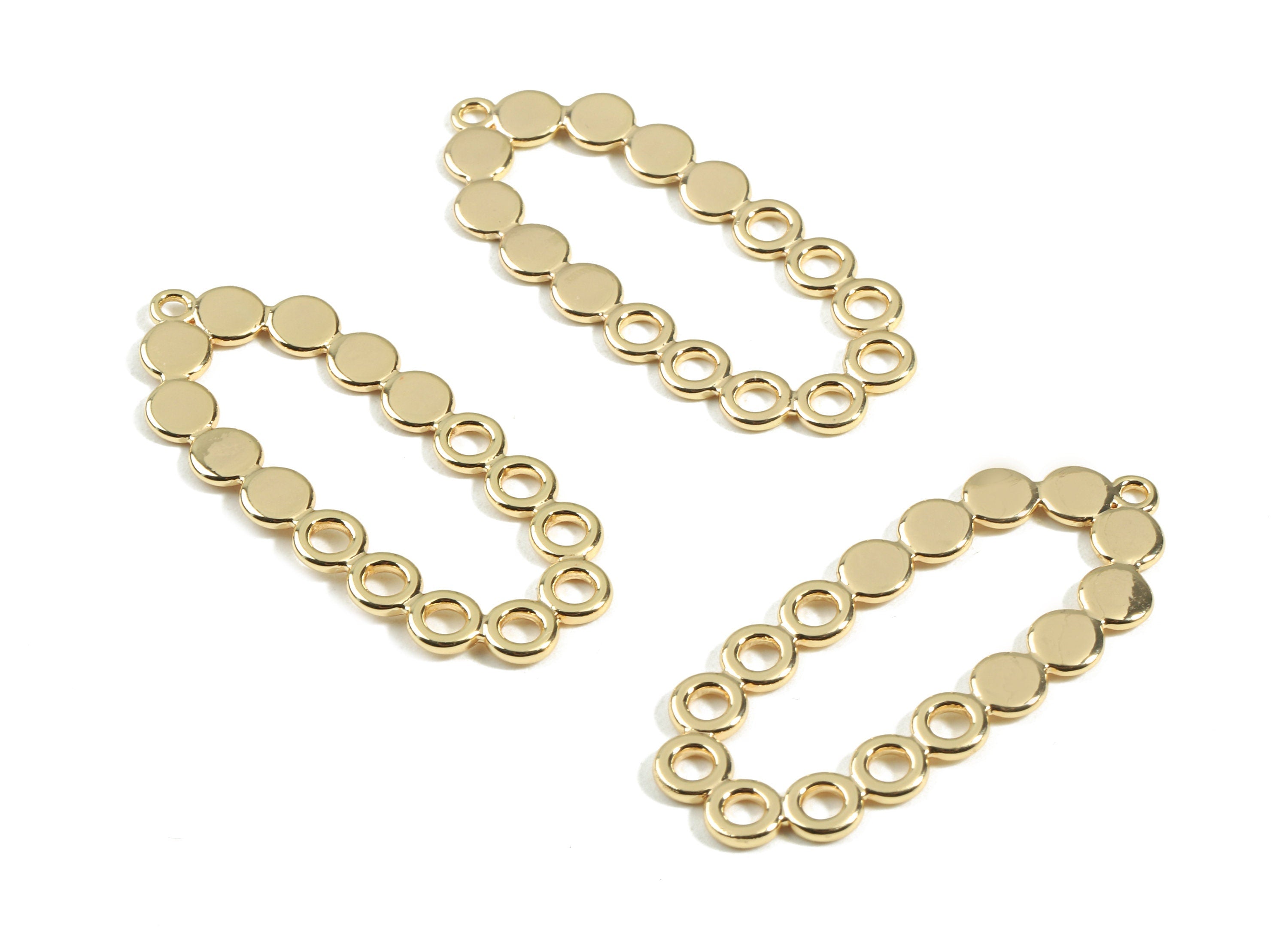 Brass Oval Earring Charms - Brass Gold Oval Earring Pendant - 18K Real Gold Plated Brass - Jewelry Supplies - 40.71x17.78x1.31mm - RGP2393 - DOMEDBAZAAR