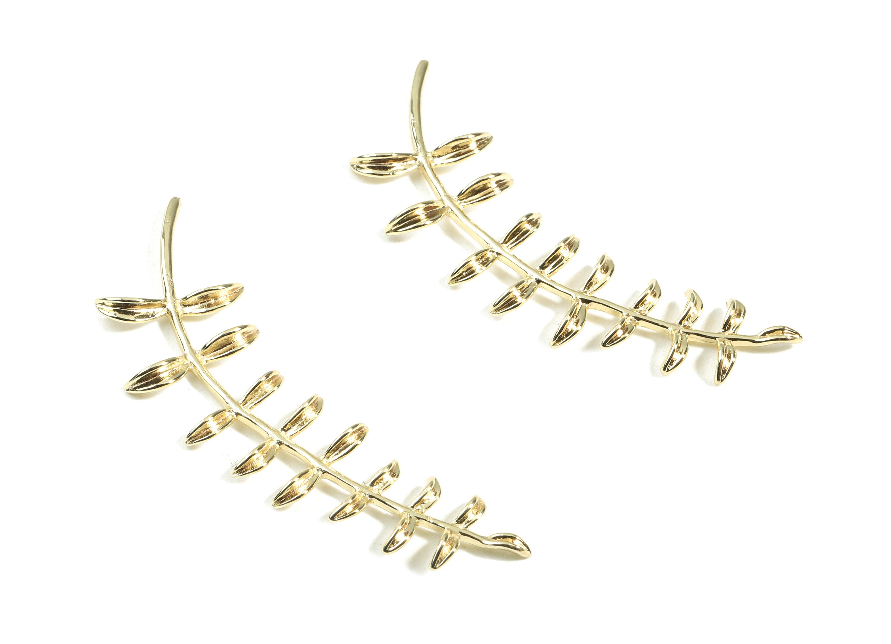 Brass Long Branch Brooch - Gold Brass Branch Brooch - 18K Real Gold Plated Brass - Jewelry Supplies - 61.58x17.04x3.69mm - RGP2389 - DOMEDBAZAAR