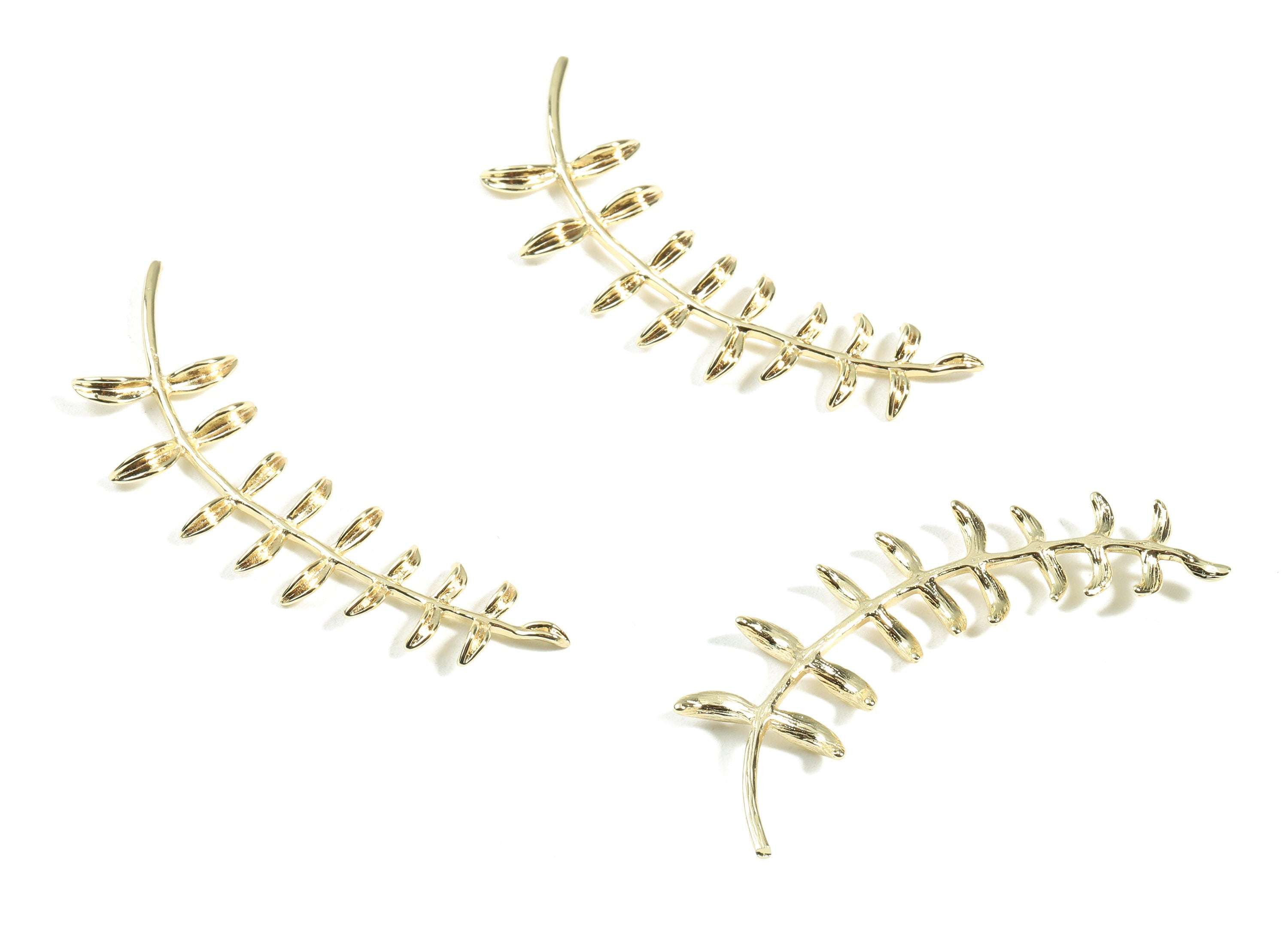 Brass Long Branch Brooch - Gold Brass Branch Brooch - 18K Real Gold Plated Brass - Jewelry Supplies - 61.58x17.04x3.69mm - RGP2389 - DOMEDBAZAAR