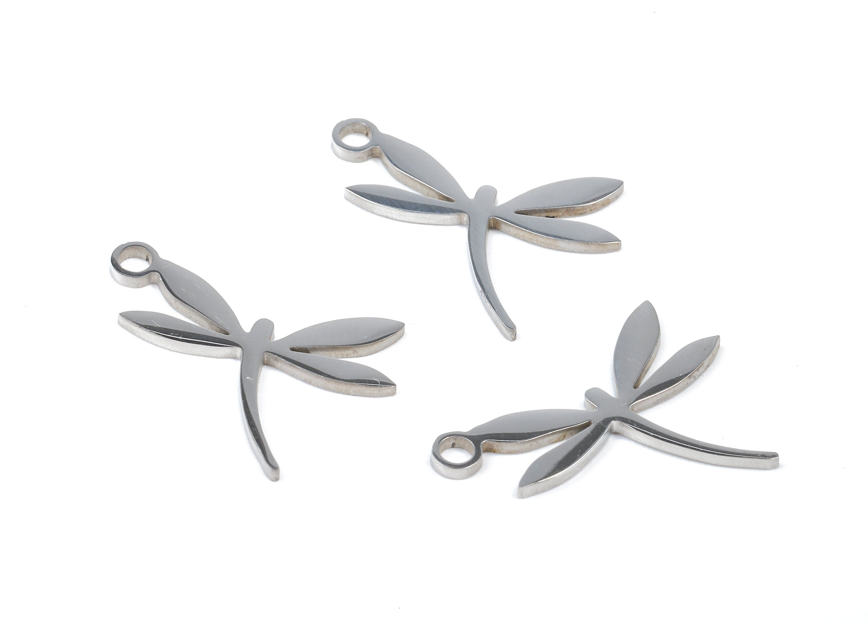 Stainless Steel Dragonfly Charms - Dragonfly Earrings and Pendant - Bracelet Pendant - Jewelry Supplies - 17.75x13.89x0.93mm - SS1028 - DOMEDBAZAAR