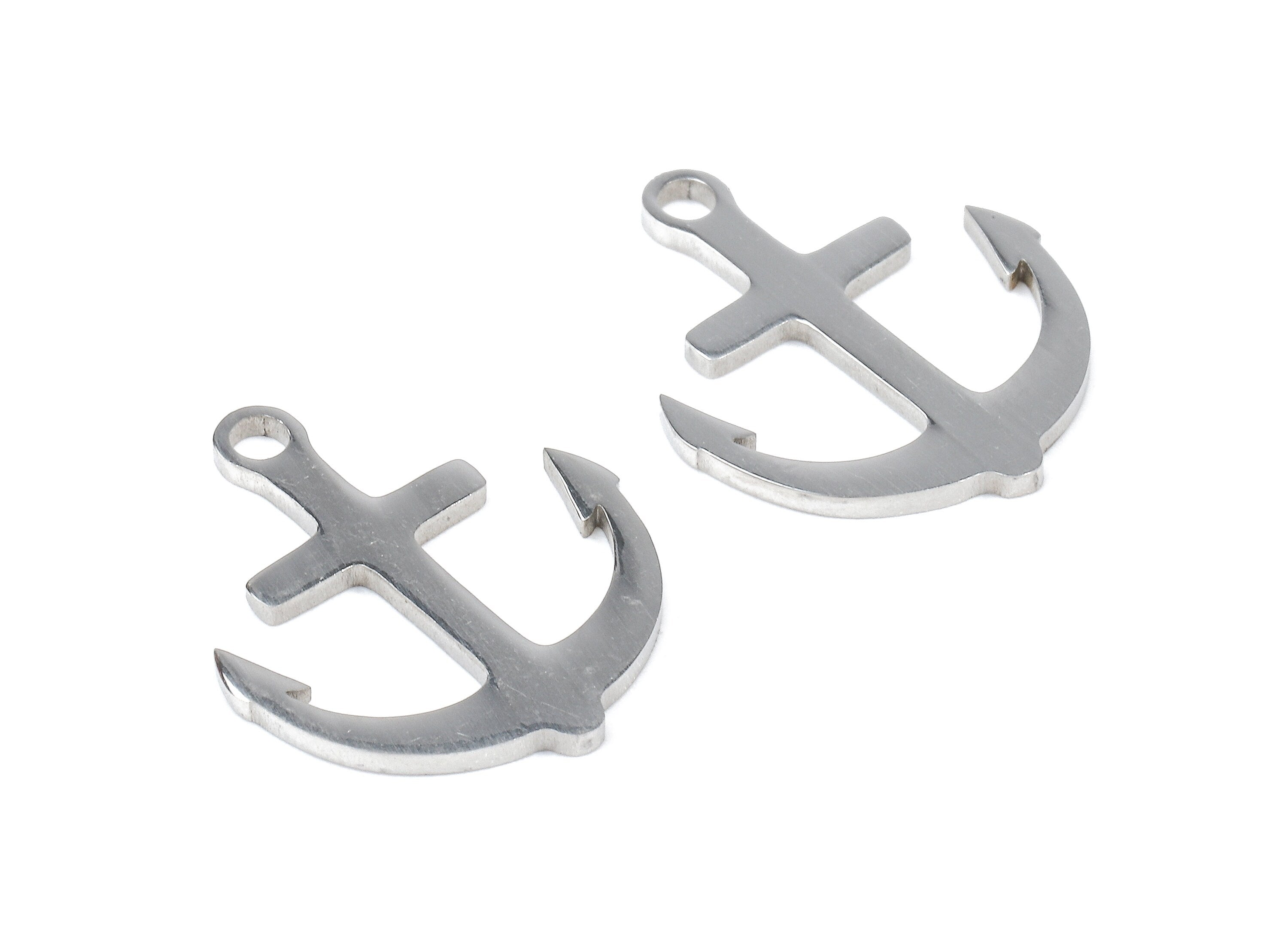Stainless Steel Anchor Charms - Anchor Earrings and Pendant - Bracelet Pendant - Jewelry Supplies - 17.49x15.01x0.95mm - SS1067 - DOMEDBAZAAR