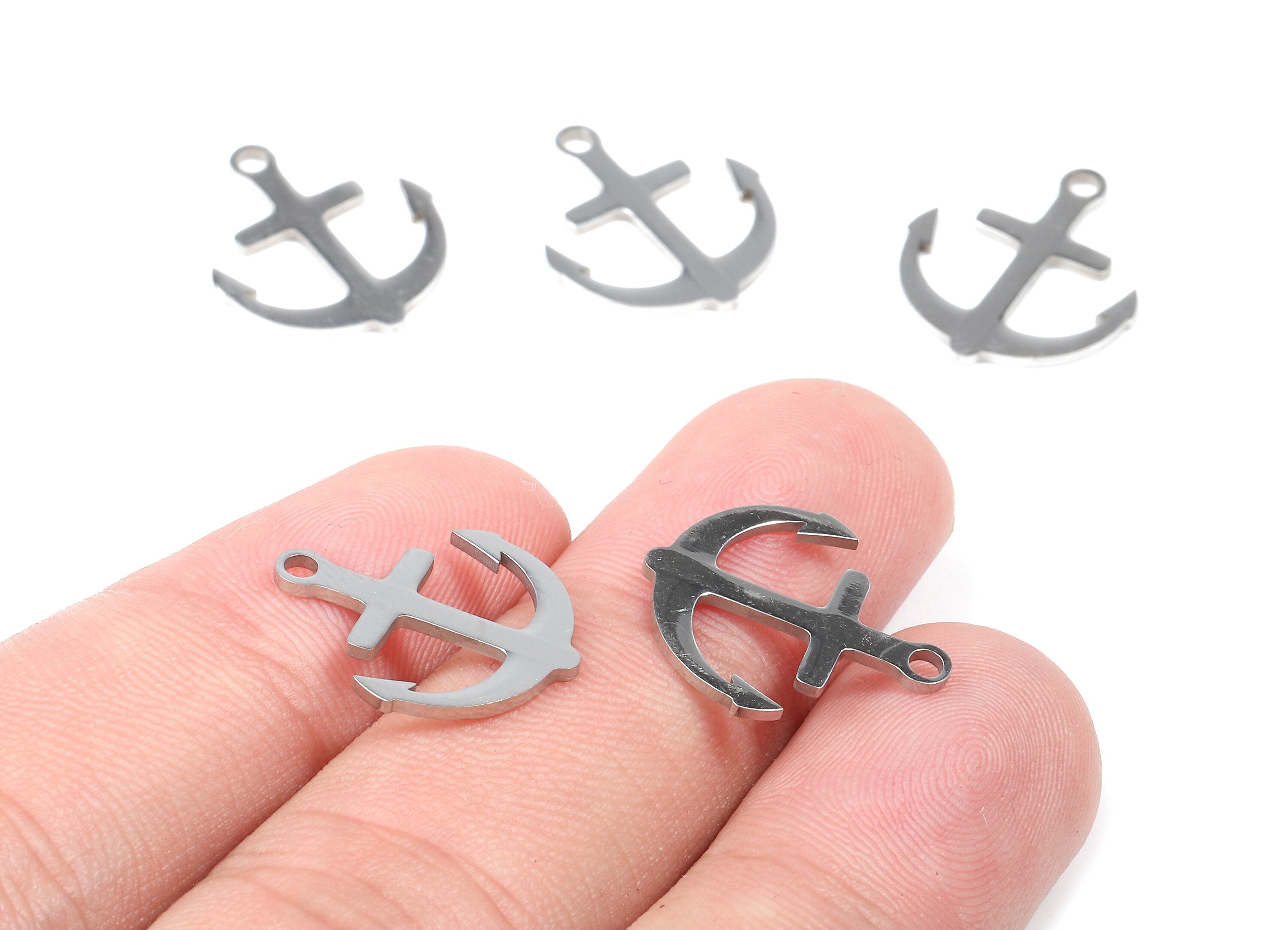 Stainless Steel Anchor Charms - Anchor Earrings and Pendant - Bracelet Pendant - Jewelry Supplies - 17.49x15.01x0.95mm - SS1067 - DOMEDBAZAAR